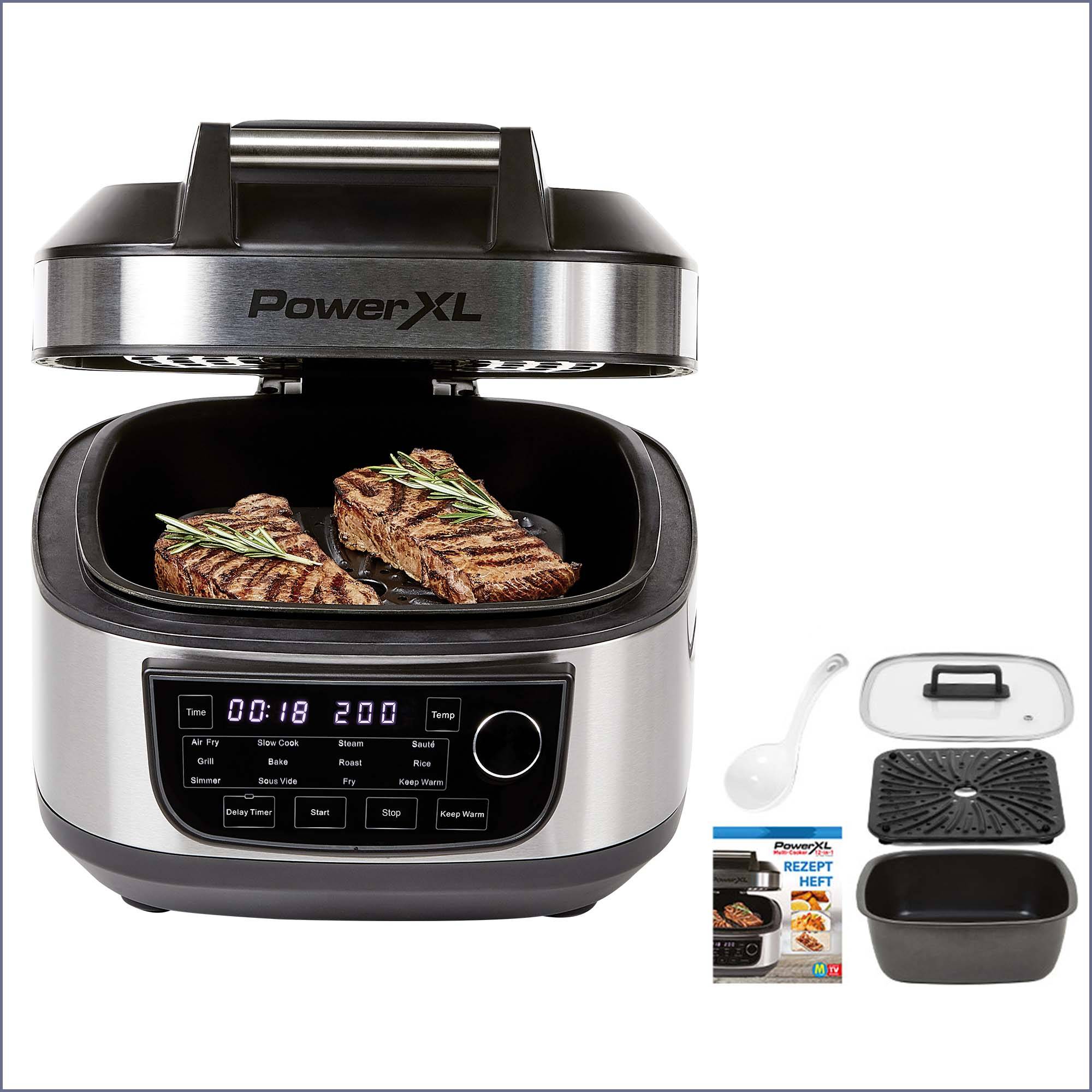 PowerXL MultiCooker - Grillplatte für PowerXL MultiCooker 12-in-1 - sorgt für Grillstreifen & Aroma auf Fleisch, Gemüse & Fisch - spülmaschinenfes