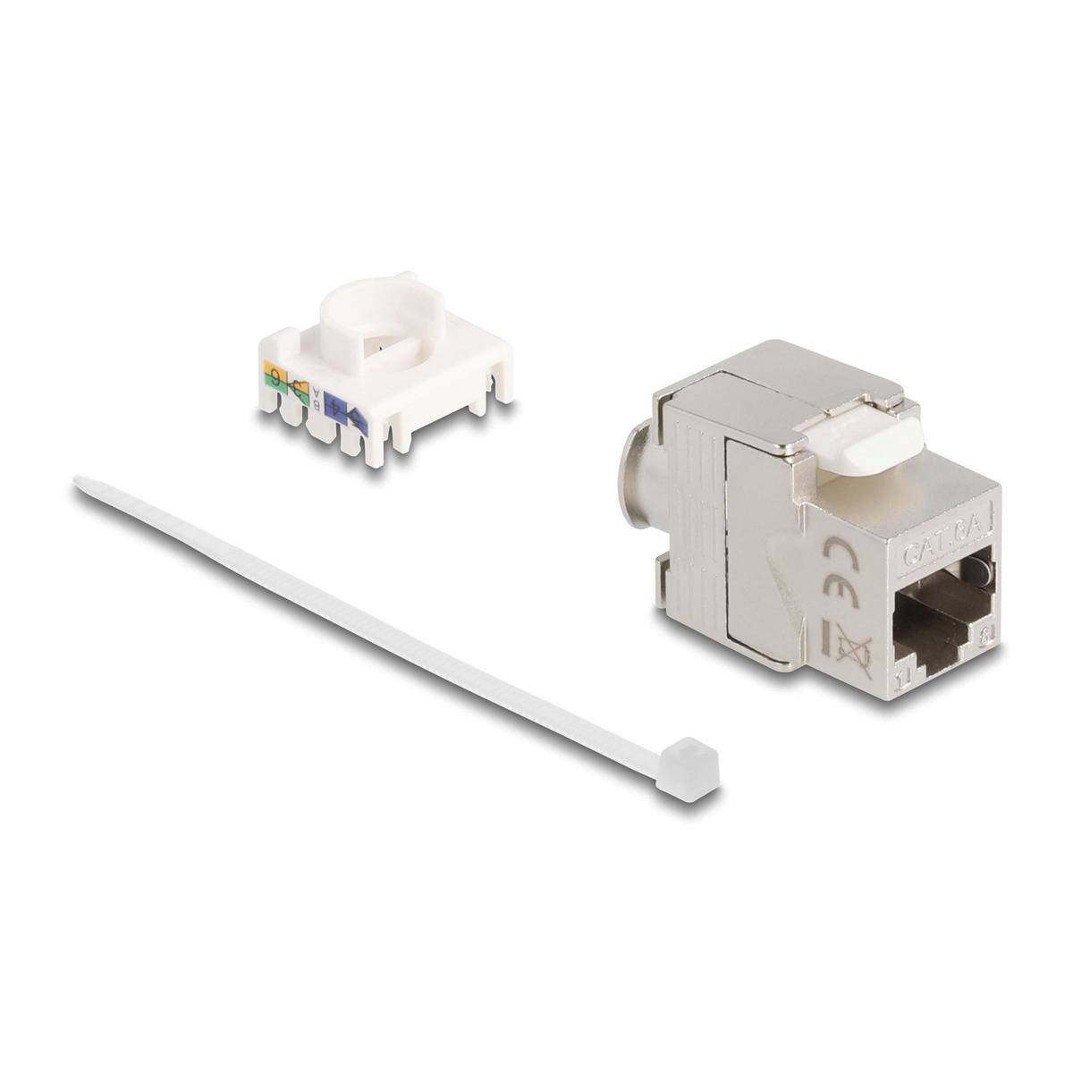 Delock Keystone Modul Slim RJ45 Buchse zu LSA Cat.6A geschirmt 180 werkzeugfrei