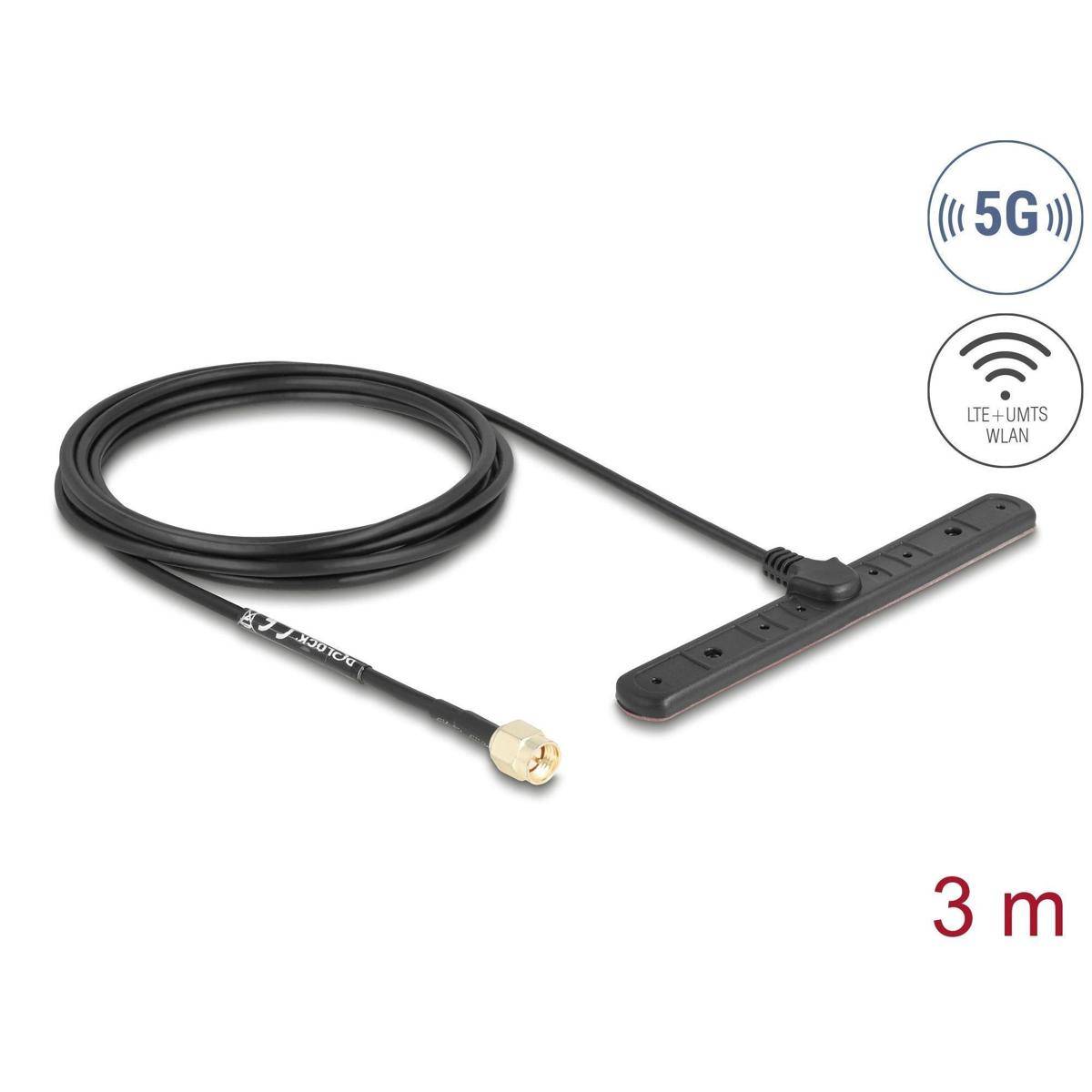 Delock 5G LTE Antenne SMA Stecker 3 dBi omnidirektional starr mit Anschlusskabel