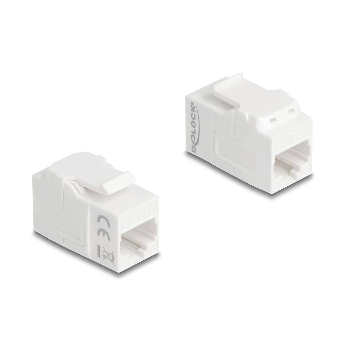 Delock Keystone Modul Kupplung RJ45 Buchse zu RJ45 Buchse UTP Cat.6A weiß