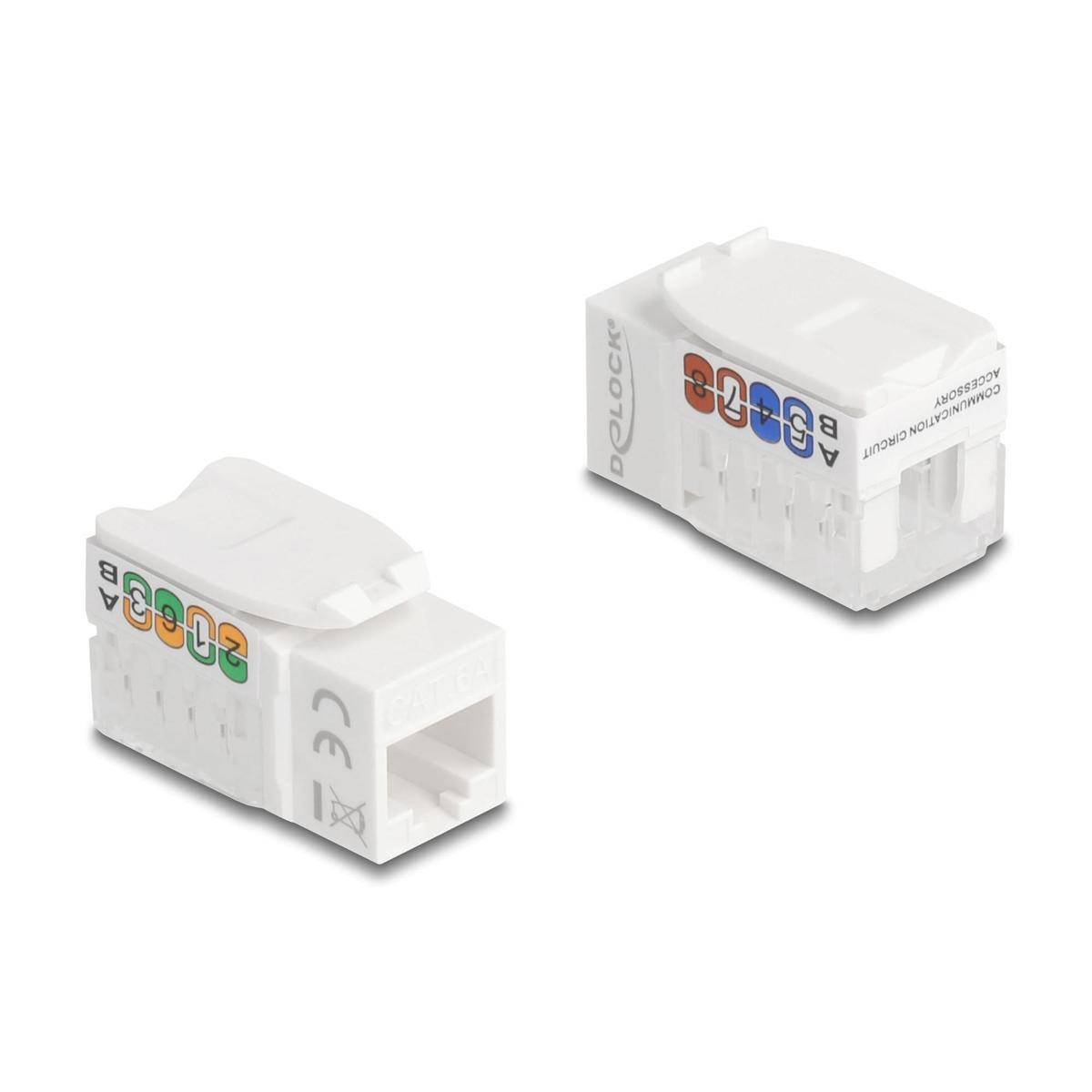 Delock Keystone Modul RJ45 Buchse zu LSA Cat.6A UTP 90 werkzeugfrei