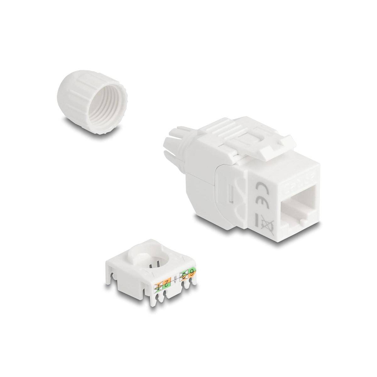 Delock Keystone Modul RJ45 Buchse zu LSA Cat.6A UTP 180 werkzeugfrei mit Kabelve