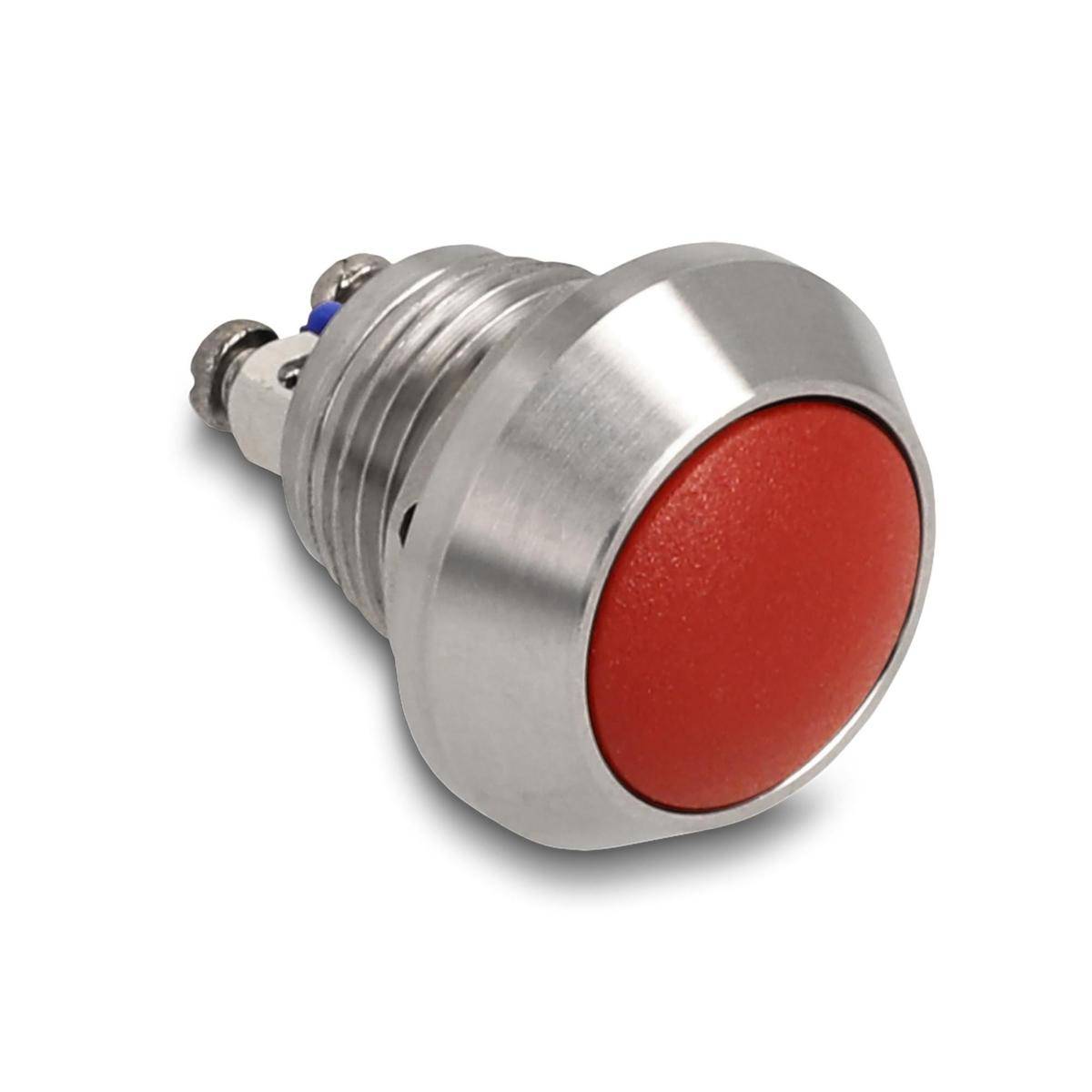 Delock Drucktaster zum Einbau 12 mm 2 x Schraubklemme rot