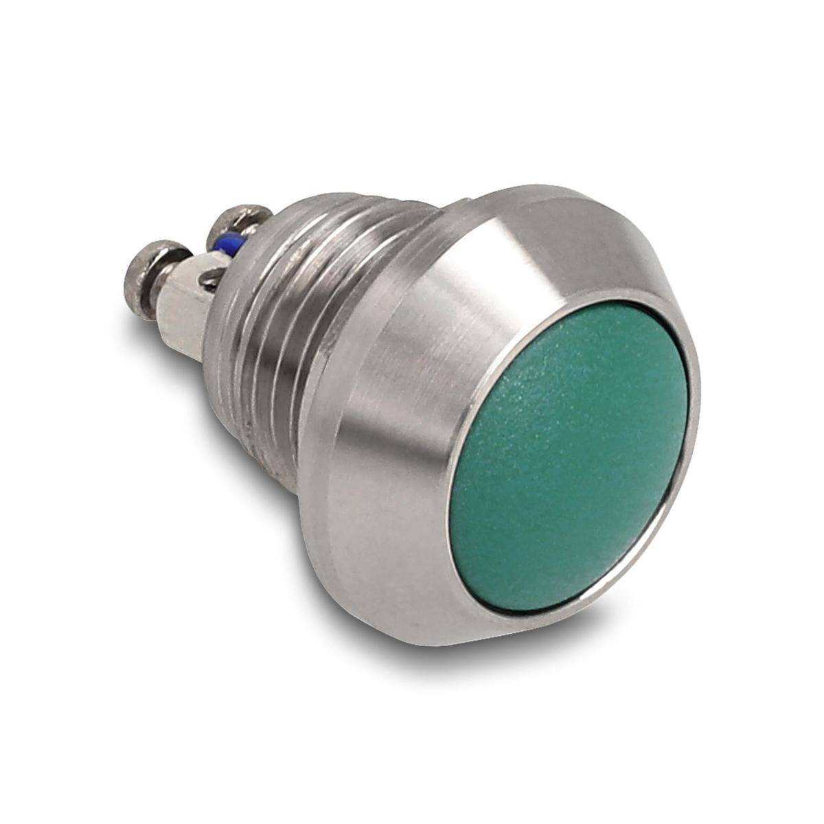 Delock Drucktaster zum Einbau 12 mm 2 x Schraubklemme grün