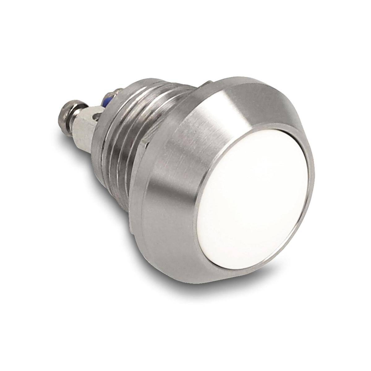 Delock Drucktaster zum Einbau 12 mm 2 x Schraubklemme weiß