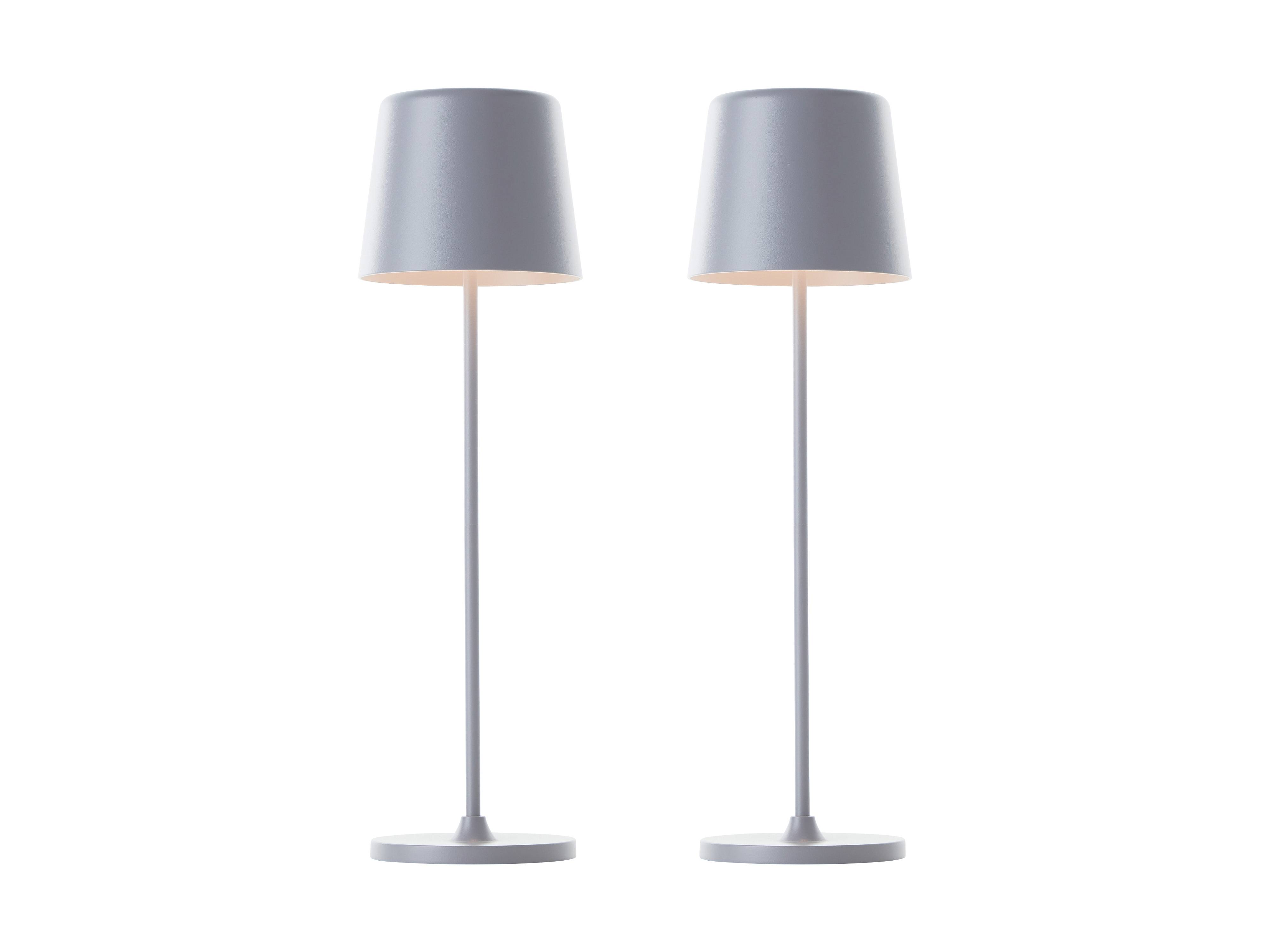 BRILLIANT LED-Akku-Tischleuchte Kaami, 2 W, 310 lm, 3000 K, grau, 2er Set