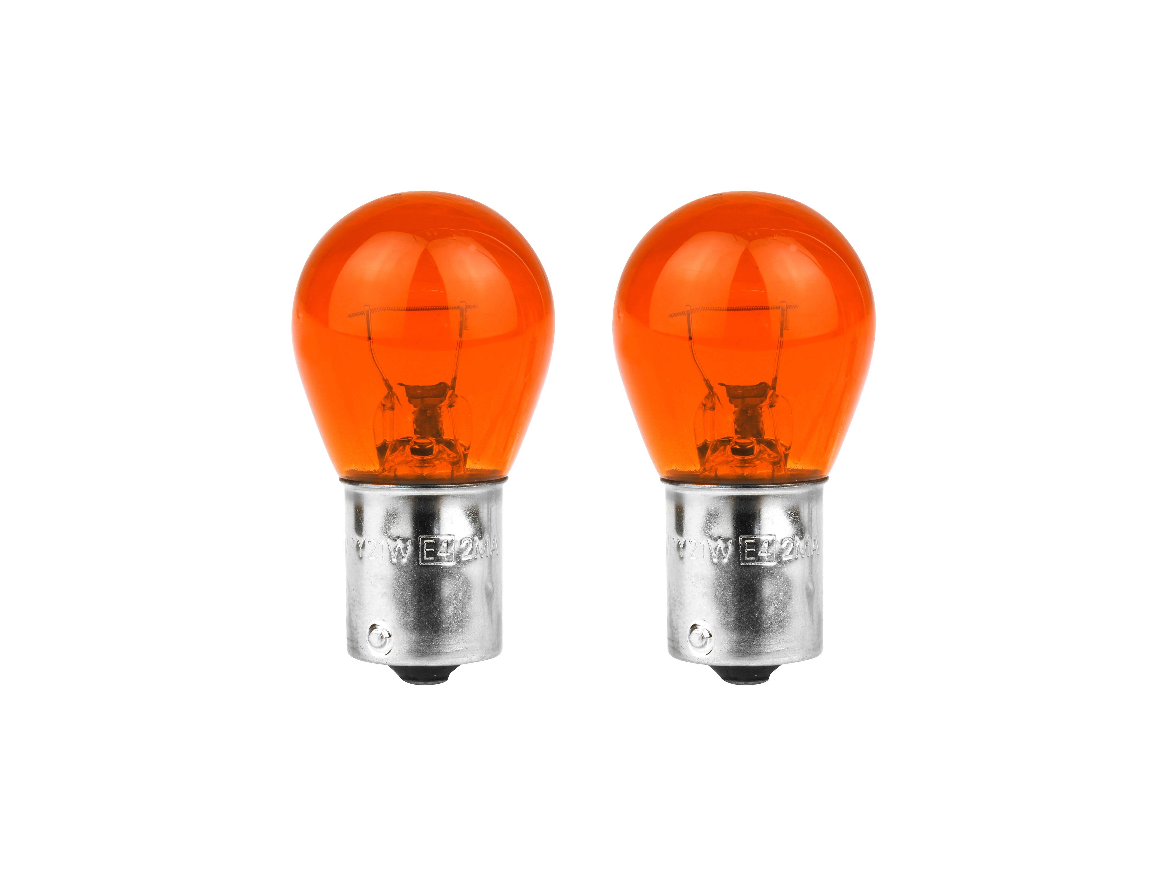 APA Glühlampe, 13306, 12 V, 21 W, BAU15S, orange, 2 Stück
