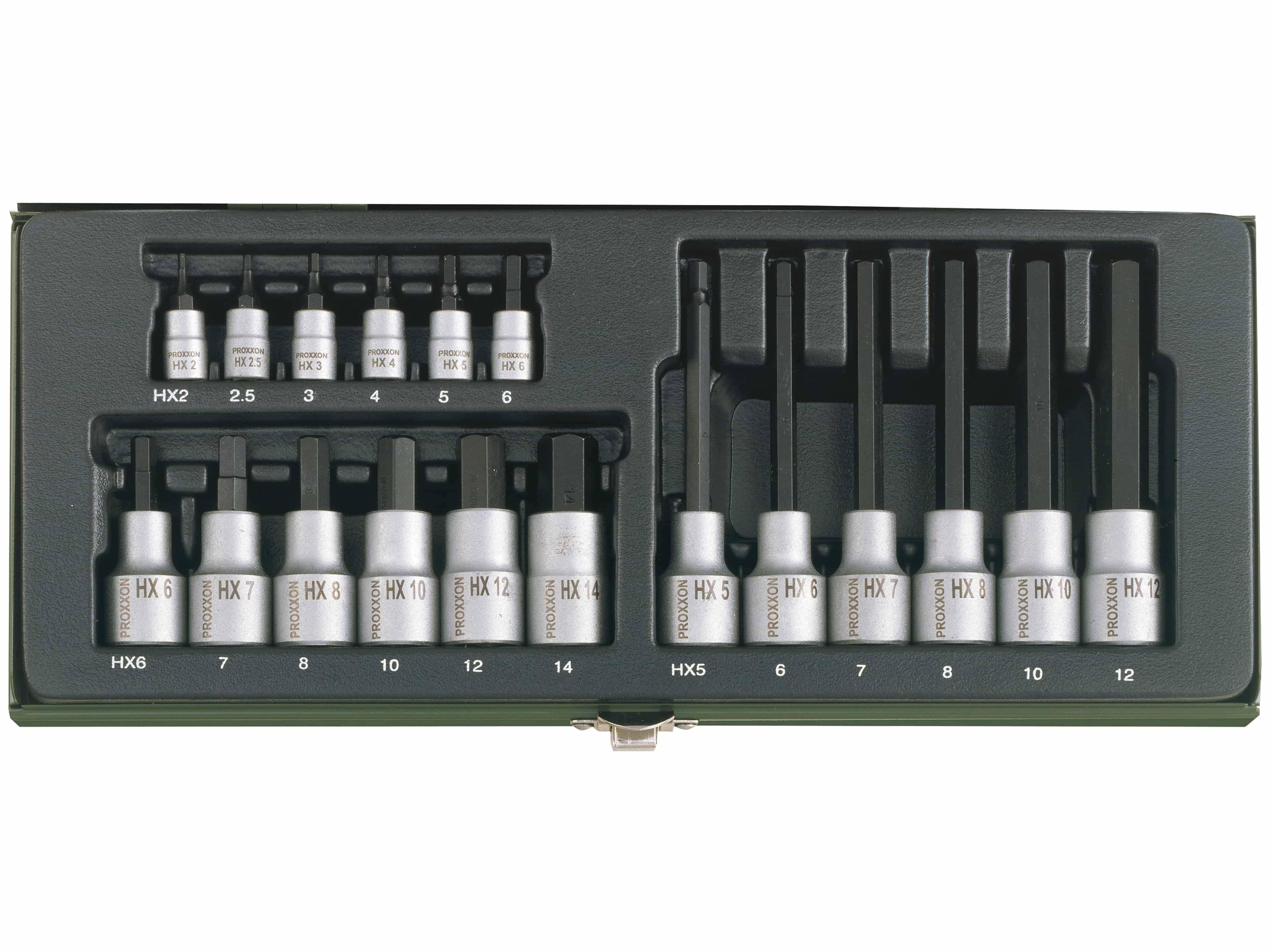 PROXXON Steckschlüsselsatz HX, 23100, 1/4" + 1/2", 18-teilig
