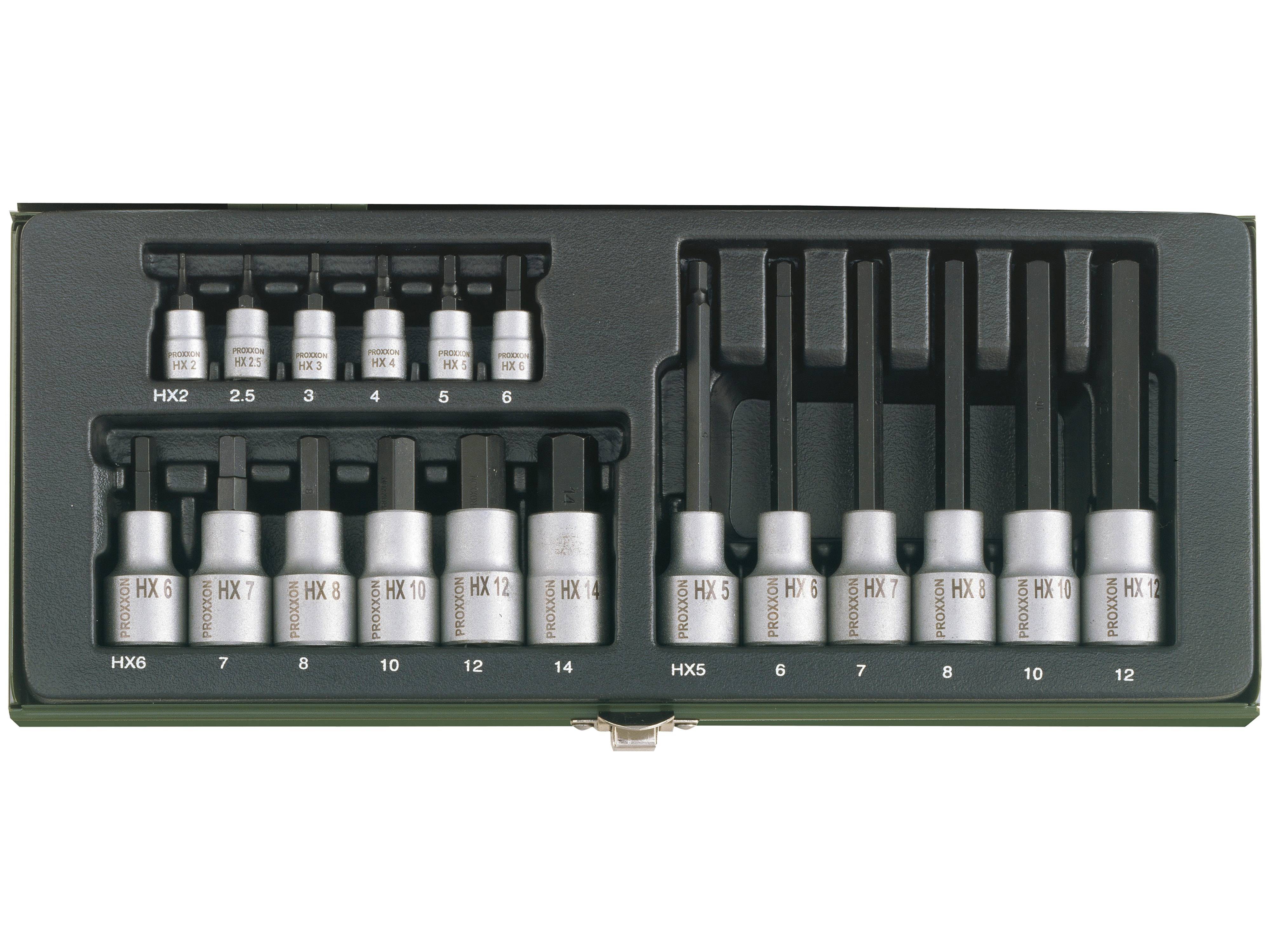 PROXXON Steckschlüsselsatz HX, 23100, 1/4" + 1/2", 18-teilig