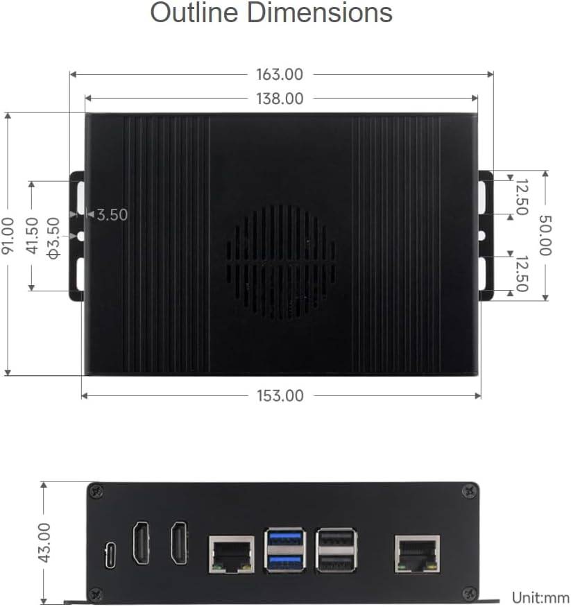 WAVESHARE Aluminium-Mehrzweckgehäuse für Raspberry Pi 5, WV27833