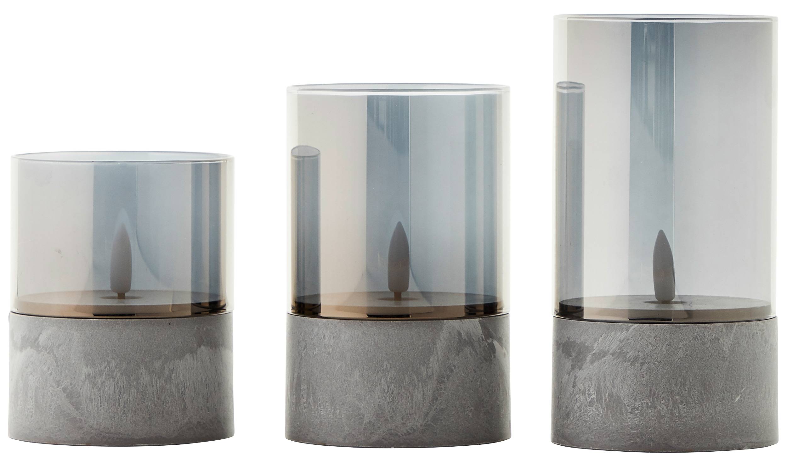 BRILLIANT LED Tischleuchten Kerzen Bougie, grau, rauchglas, 3 Stück