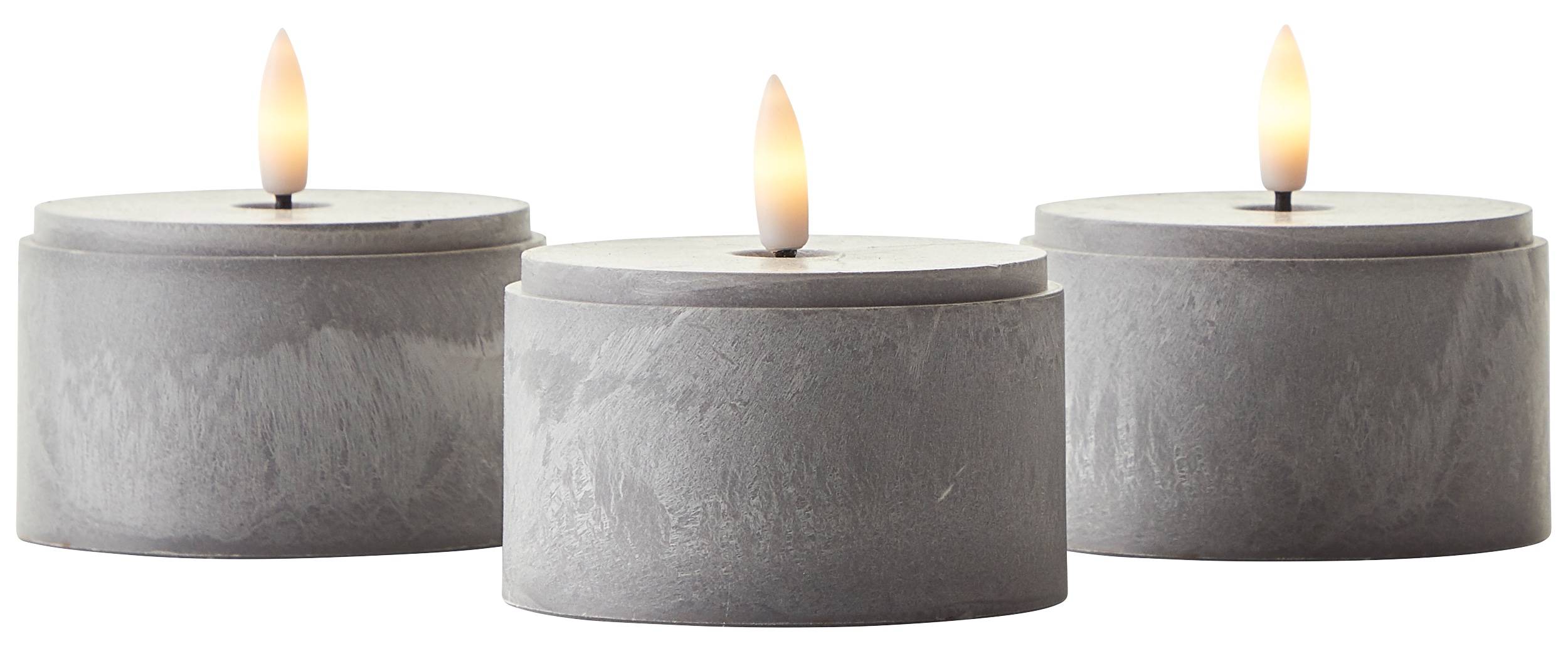 BRILLIANT LED Tischleuchten Kerzen Bougie, grau, rauchglas, 3 Stück