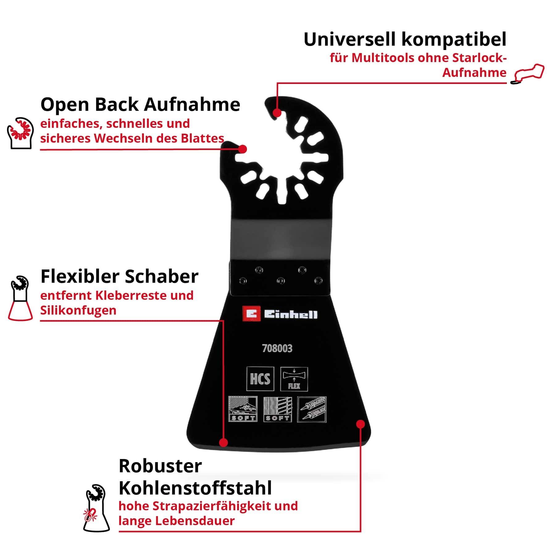 EINHELL Schaber, 708003, HCS, Flexibel, 52 mm