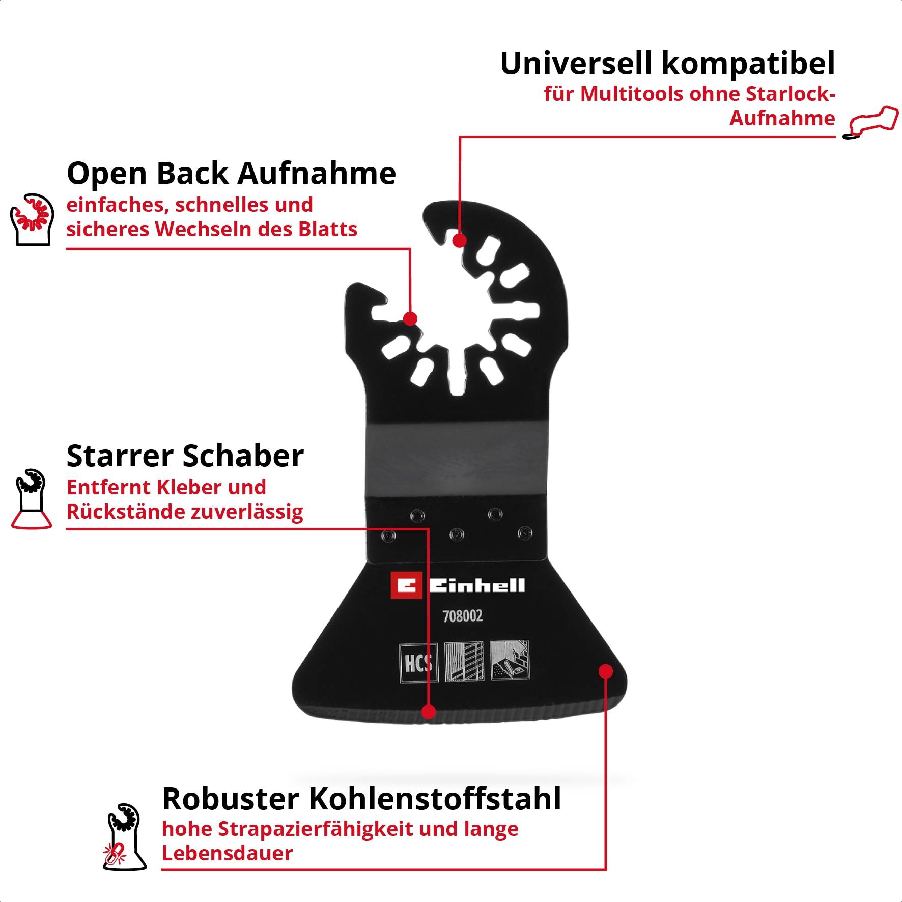 EINHELL Schaber, 708002, HCS, Starr, 52 mm