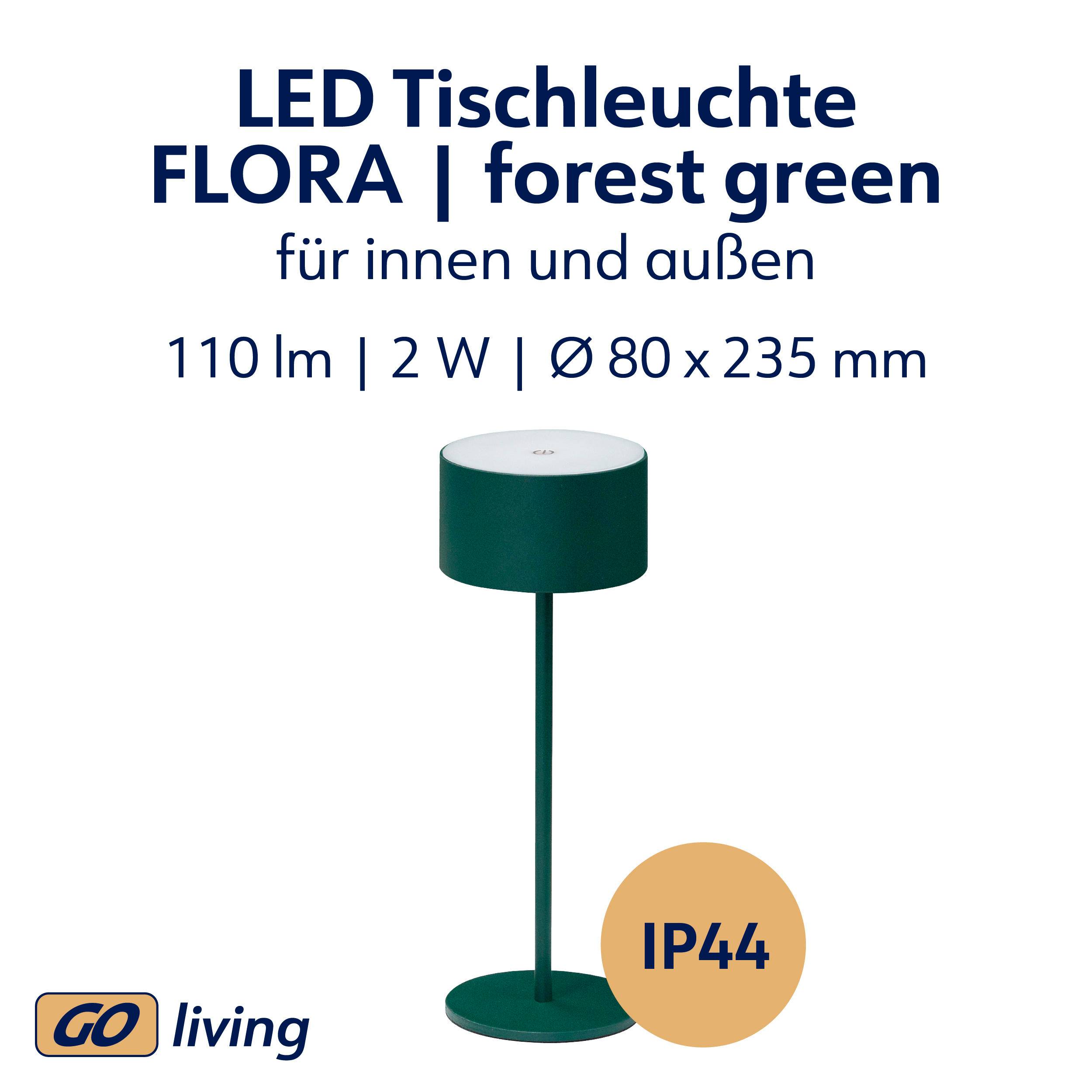 MÜLLER-LICHT LED-Akku-Tischleuchte Flora, 2 W, 110 lm, 3000 K, grün