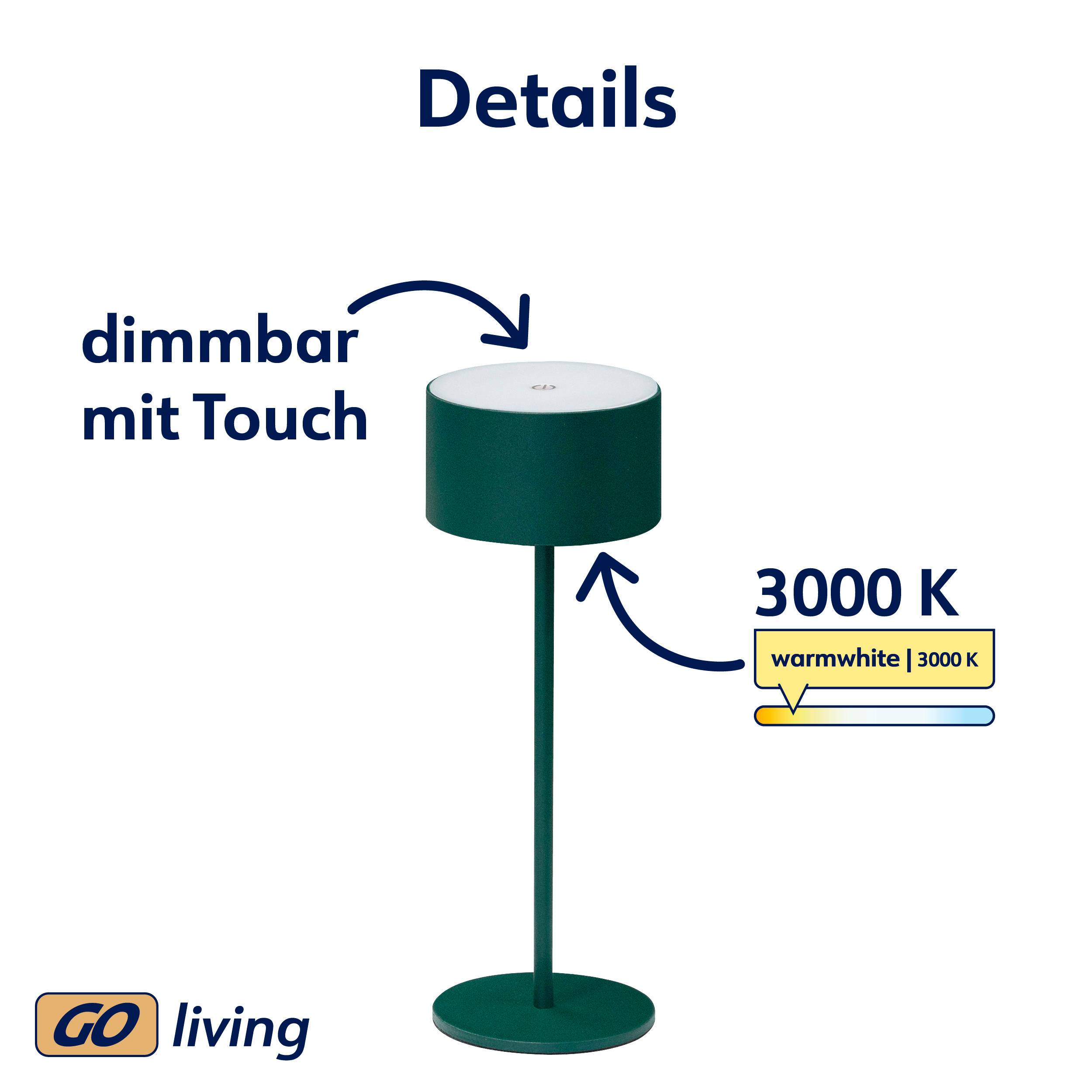 MÜLLER-LICHT LED-Akku-Tischleuchte Flora, 2 W, 110 lm, 3000 K, grün