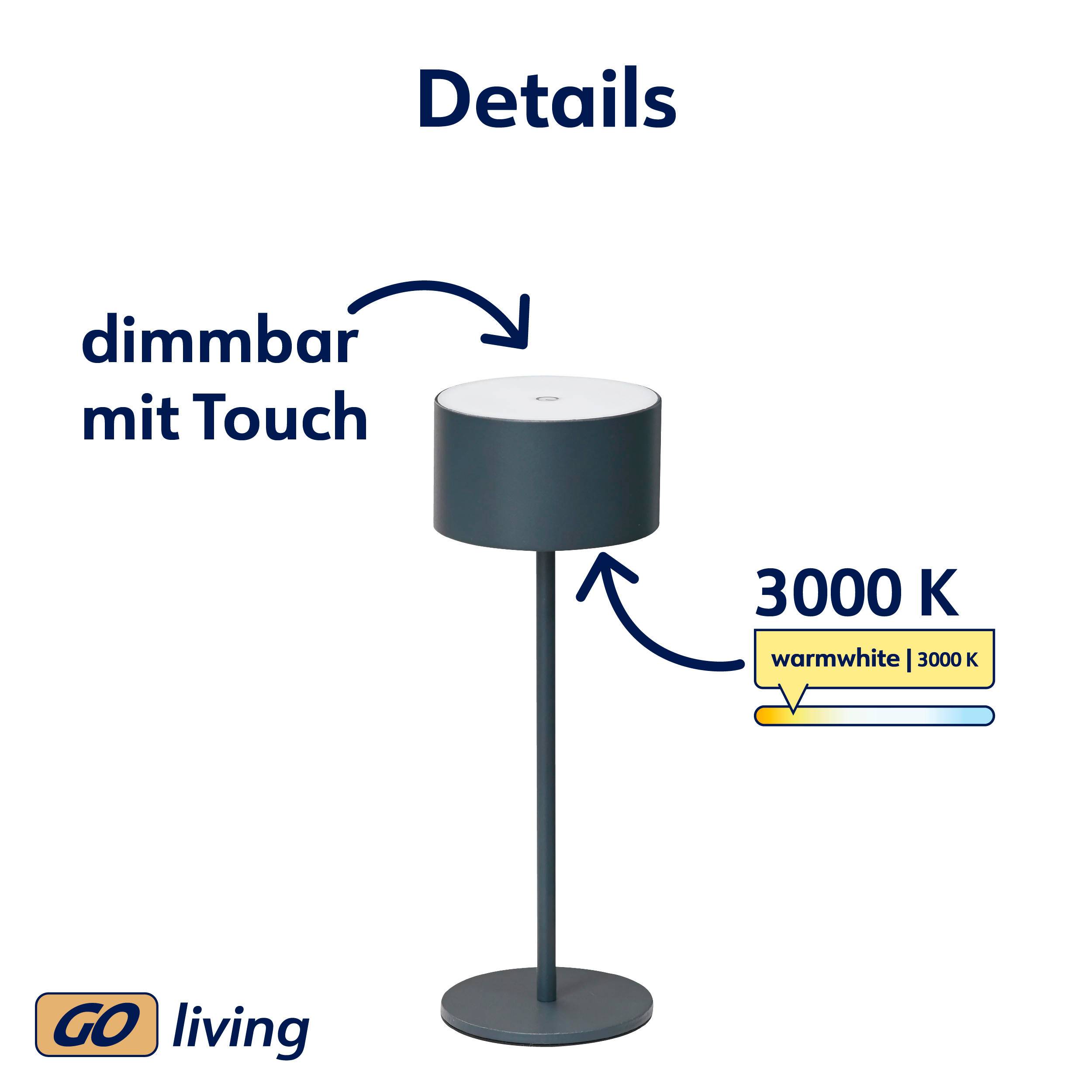 MÜLLER-LICHT LED-Akku-Tischleuchte Flora, 2 W, 110 lm, 3000 K, anthrazit