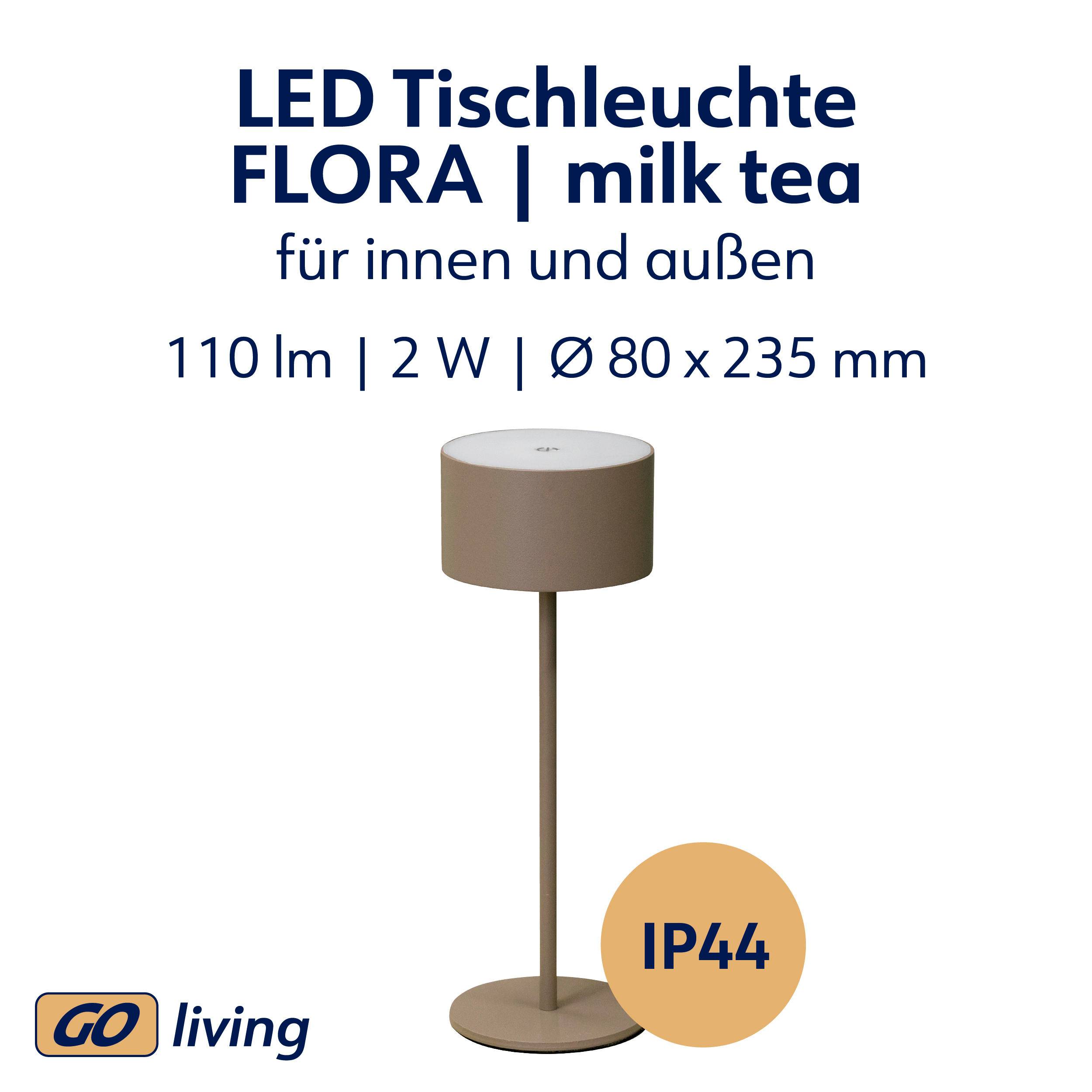 MÜLLER-LICHT LED-Akku-Tischleuchte Flora, 2 W, 110 lm, 3000 K, braun