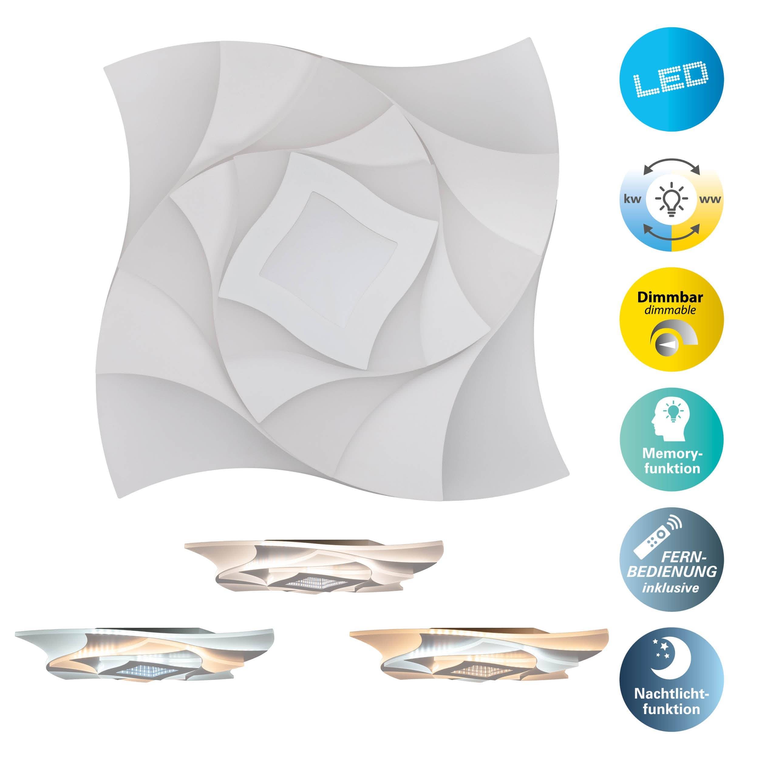 NÄVE LED-Deckenleuchte 1408477, 40W, 2600lm, CCT, 3D-Effekt, weiß