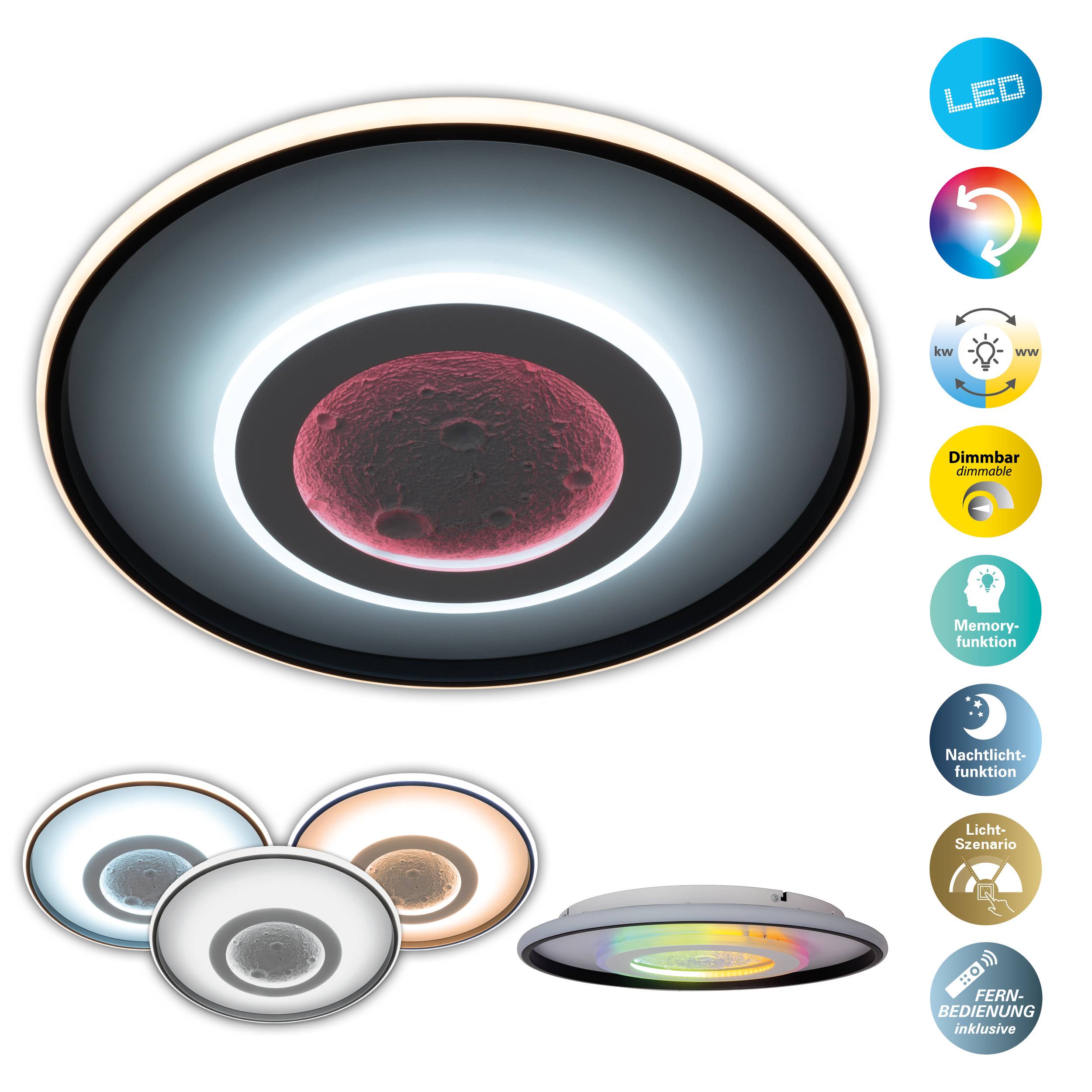 LED Deckenleuchte "LIVANA" CCT / RGB Mondstruktur D: 50 cm