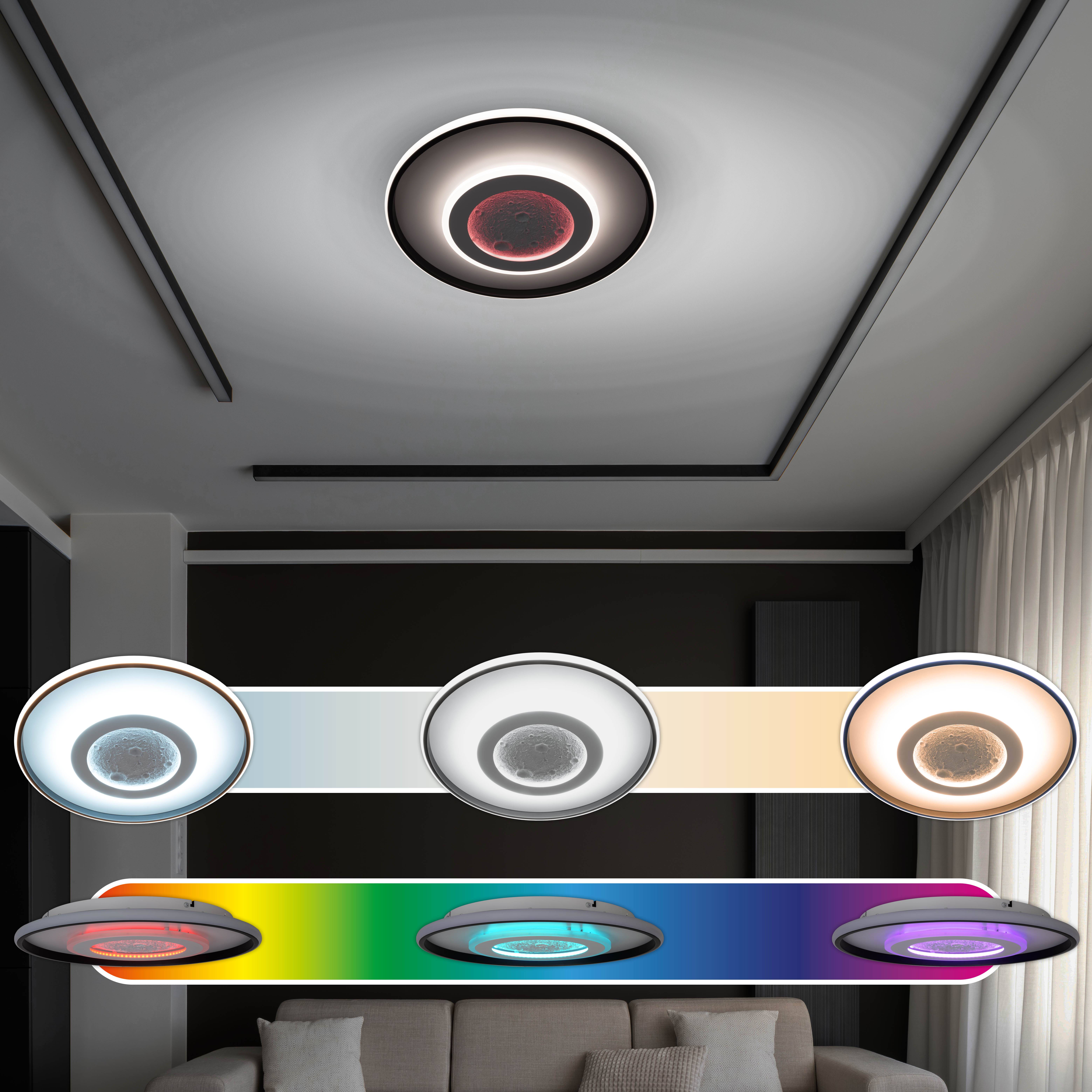 LED Deckenleuchte "LIVANA" CCT / RGB Mondstruktur D: 50 cm