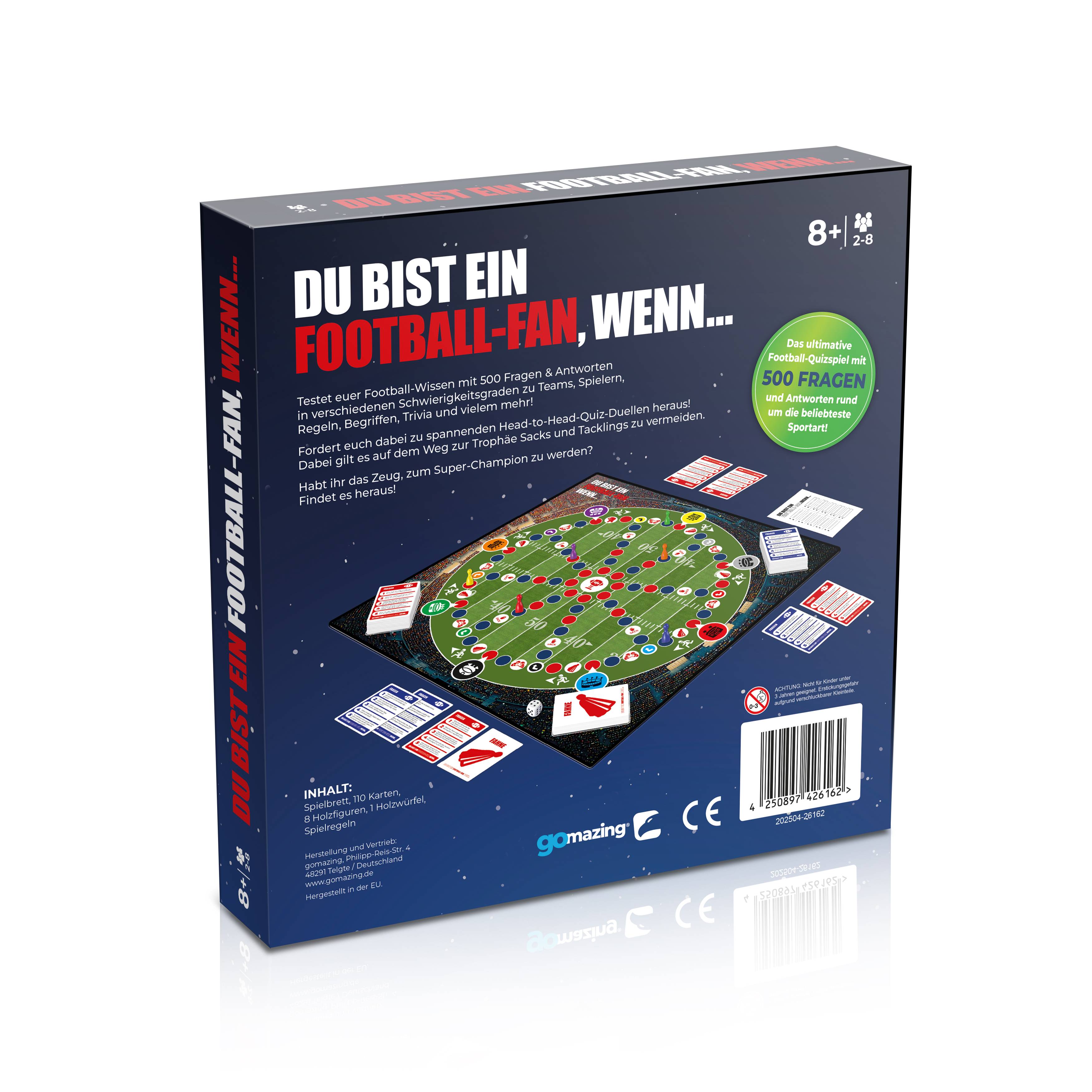 Quizspiel Du bist ein Football-Fan, wenn – 500 Fragen & Antworten NFL Wissen 2–8 Spieler