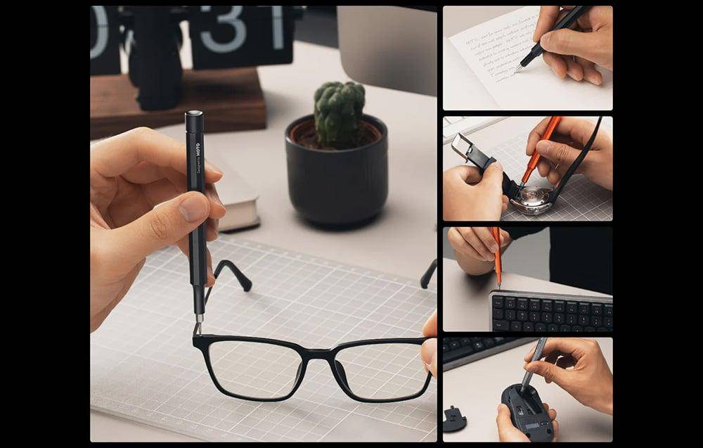 HOTO Pocket Precision Screwdriver SE, Präzisionsschraubendreher, 5 in 1, silber