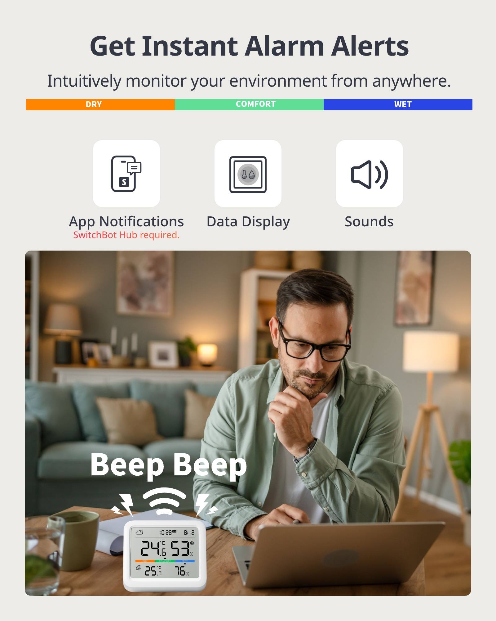 SWITCHBOT Wetterstation, Meter Pro Thermometer Hygrometer, weiß