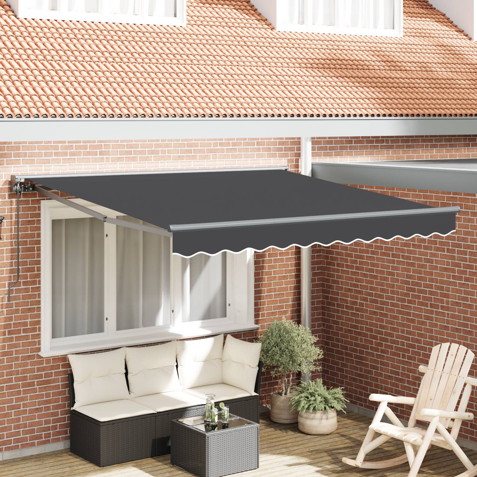 vidaXL Handbetriebene Ausziehbare Markise - Anthrazit, 300x250 cm