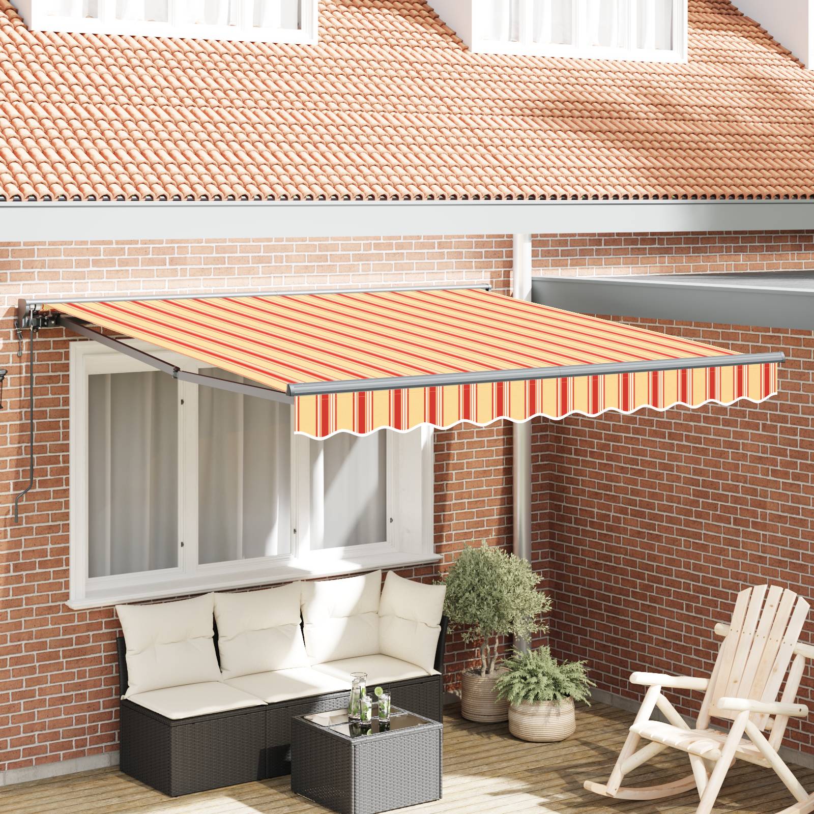 vidaXL Automatische Einziehbare Markise Gelb und Orange 300x250 cm