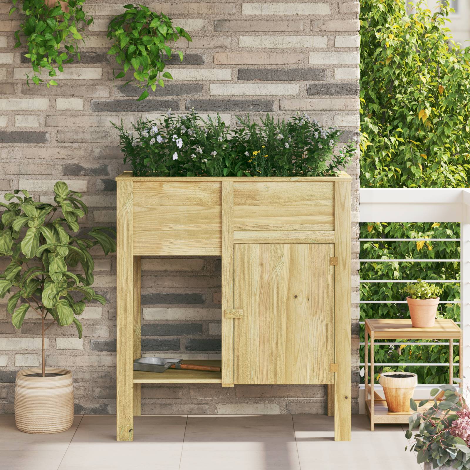 vidaXL Gartenhochbeet mit Stauraum 85x46x96 cm behandeltes Holz Kiefer