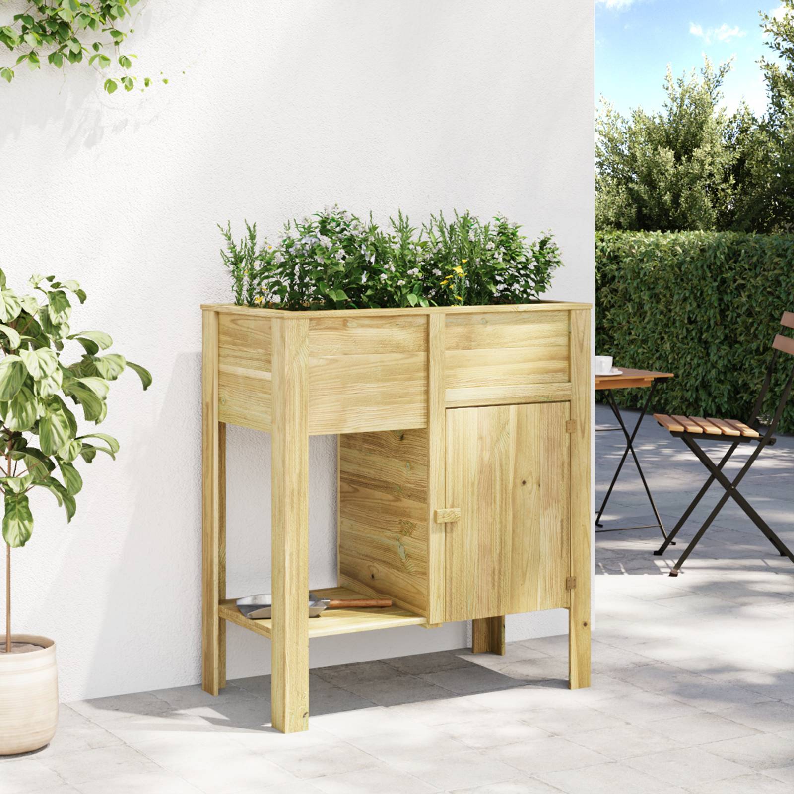 vidaXL Gartenhochbeet mit Stauraum 85x46x96 cm behandeltes Holz Kiefer