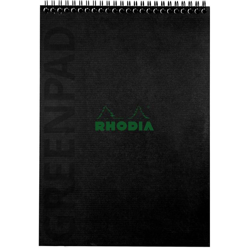 RHODIA Spiralnotizblock GREENPAD, DIN A4+, kariert, schwarz