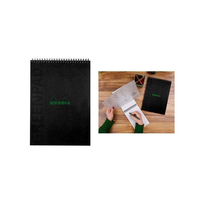RHODIA Spiralnotizblock GREENPAD, DIN A4+, liniert, schwarz