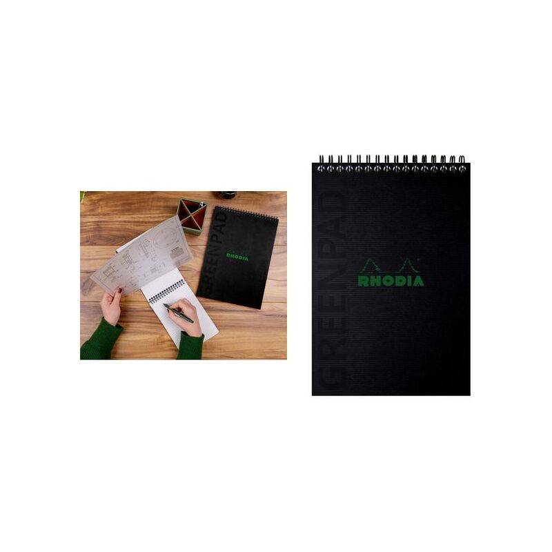 RHODIA Spiralnotizblock GREENPAD, DIN A5+, liniert, schwarz