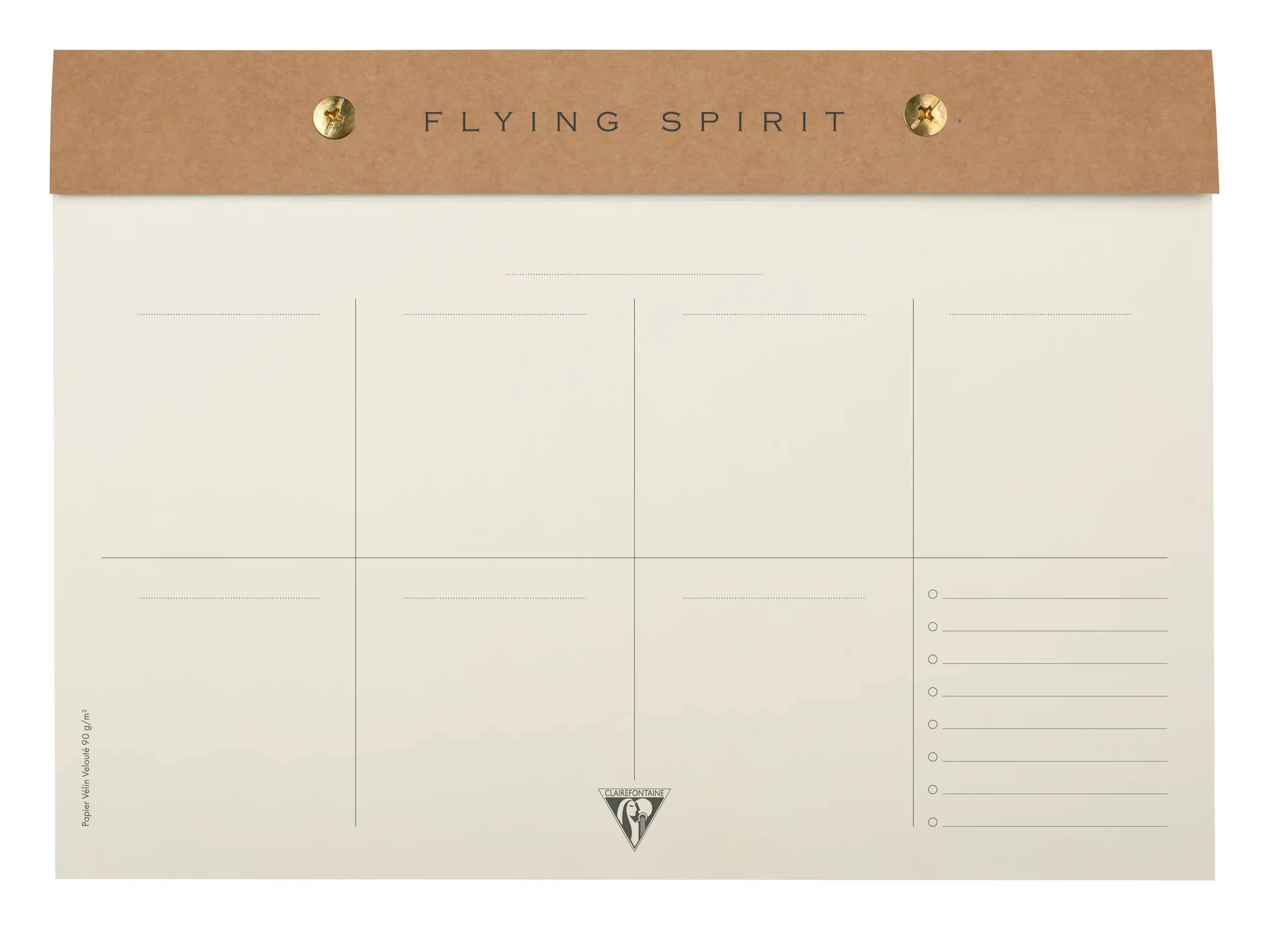 Eine Plannerseite mit dem Titel „FLYING SPIRIT