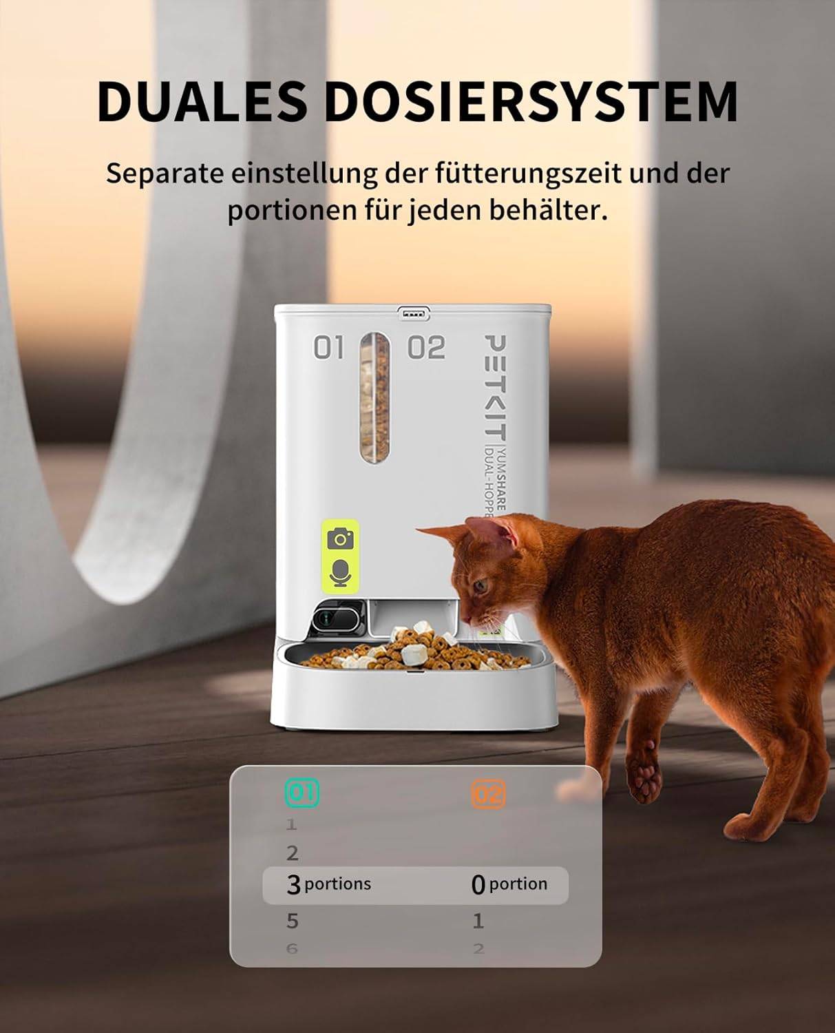 Petkit Futterautomat YumShare Dual-Hopper mit Kamera
