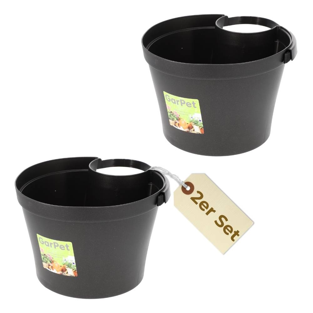 2er Set Fallrohr Blumentopf Fallrohr Blumentopf für Regenrohr Regenrinne Säule Pfosten Abflussrohr Hängetopf Pflanztopf Pflanzgefäß Anthrazit 22x