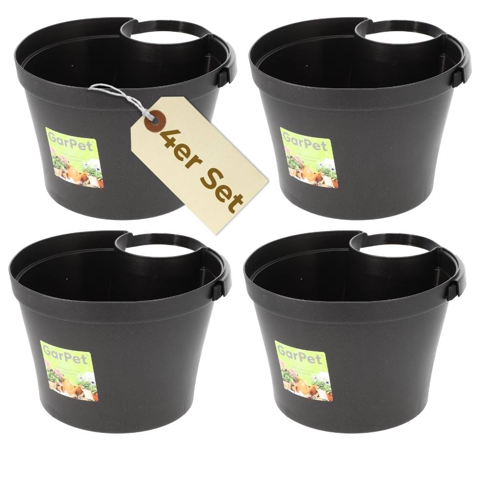 4er Set Fallrohr Blumentopf Fallrohr Blumentopf für Regenrohr Regenrinne Säule Pfosten Abflussrohr Hängetopf Pflanztopf Pflanzgefäß Anthrazit 22x