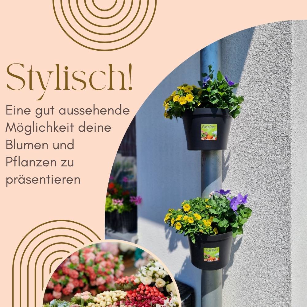 4er Set Fallrohr Blumentopf Fallrohr Blumentopf für Regenrohr Regenrinne Säule Pfosten Abflussrohr Hängetopf Pflanztopf Pflanzgefäß Anthrazit 22x