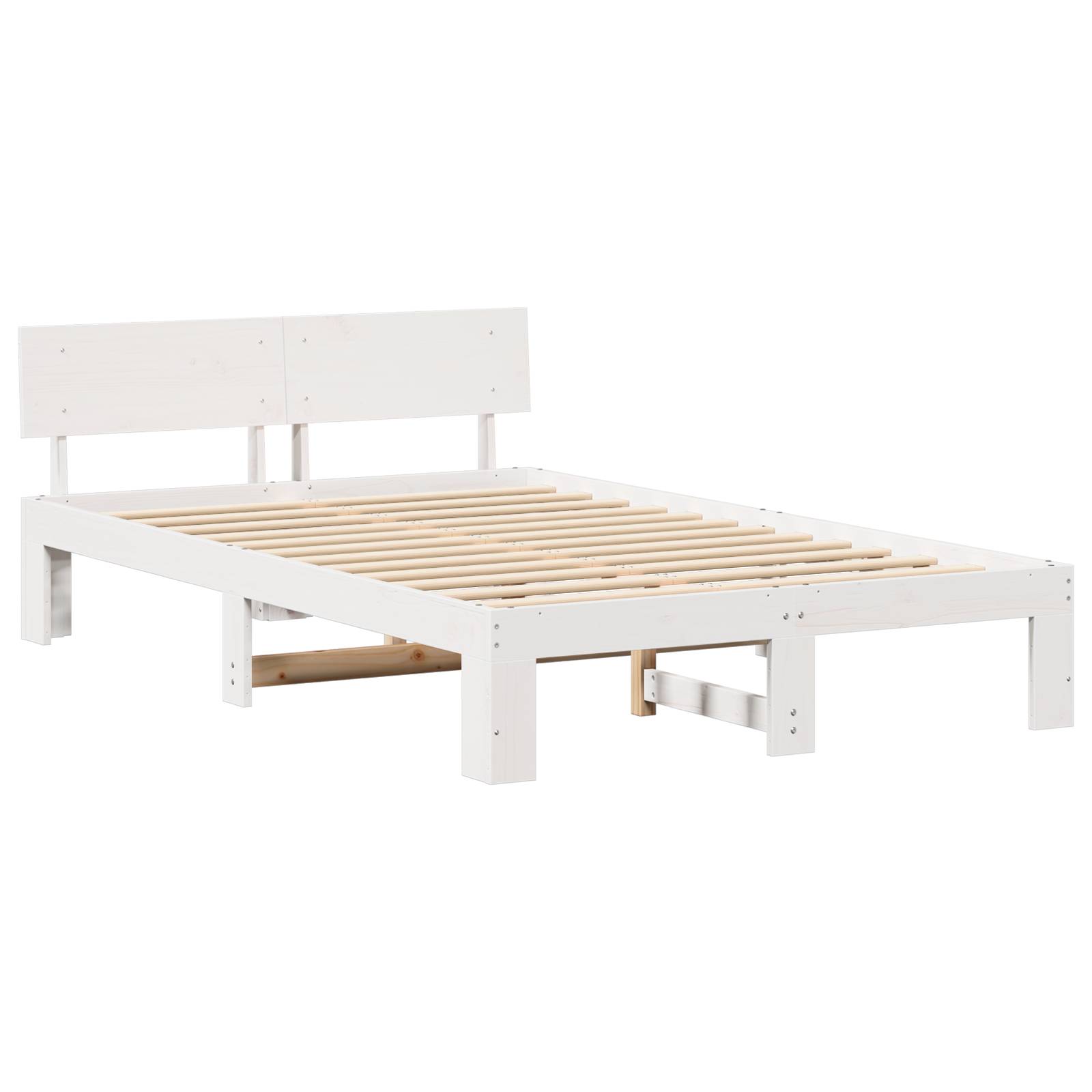 vidaXL Bettgestell mit Kopfteil Weiß 120x200 cm Massivholz Kiefer