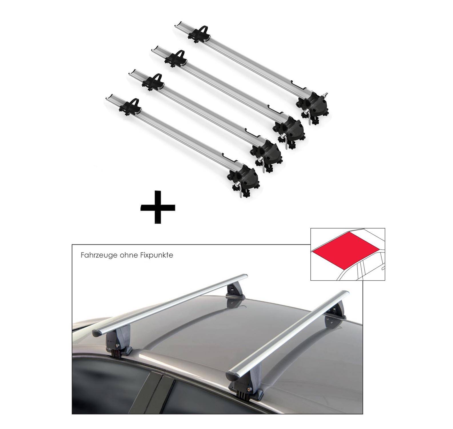 4x Fahrradträger Bike Pro + Dachträger VDP Delta kompatibel mit für Renault Grand Scenic III (ohne Glasdach) (5 Türer) 2009-2013