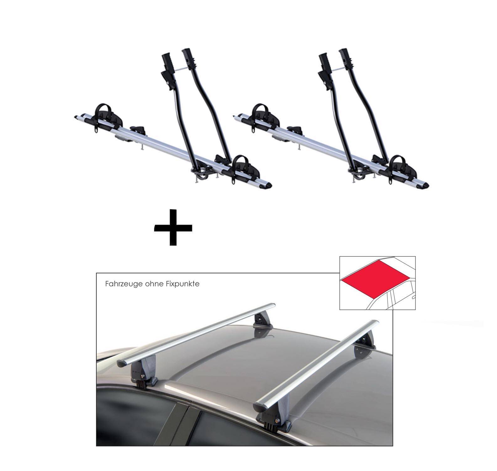 2x Fahrradträger SAGITTAR + Dachträger VDP Delta kompatibel mit für Subaru Pleo (5 Türer) ab 2007