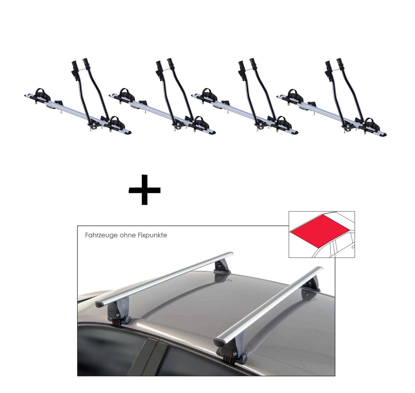 4x Fahrradträger SAGITTAR + Dachträger VDP Delta kompatibel mit für Ford Ecosport (5 Türer) 2014-2017