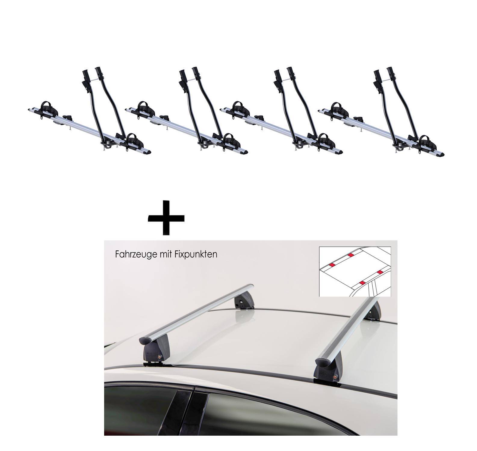 4x Fahrradträger SAGITTAR + Dachträger VDP Delta kompatibel mit für Citroen Nemo ab 2008