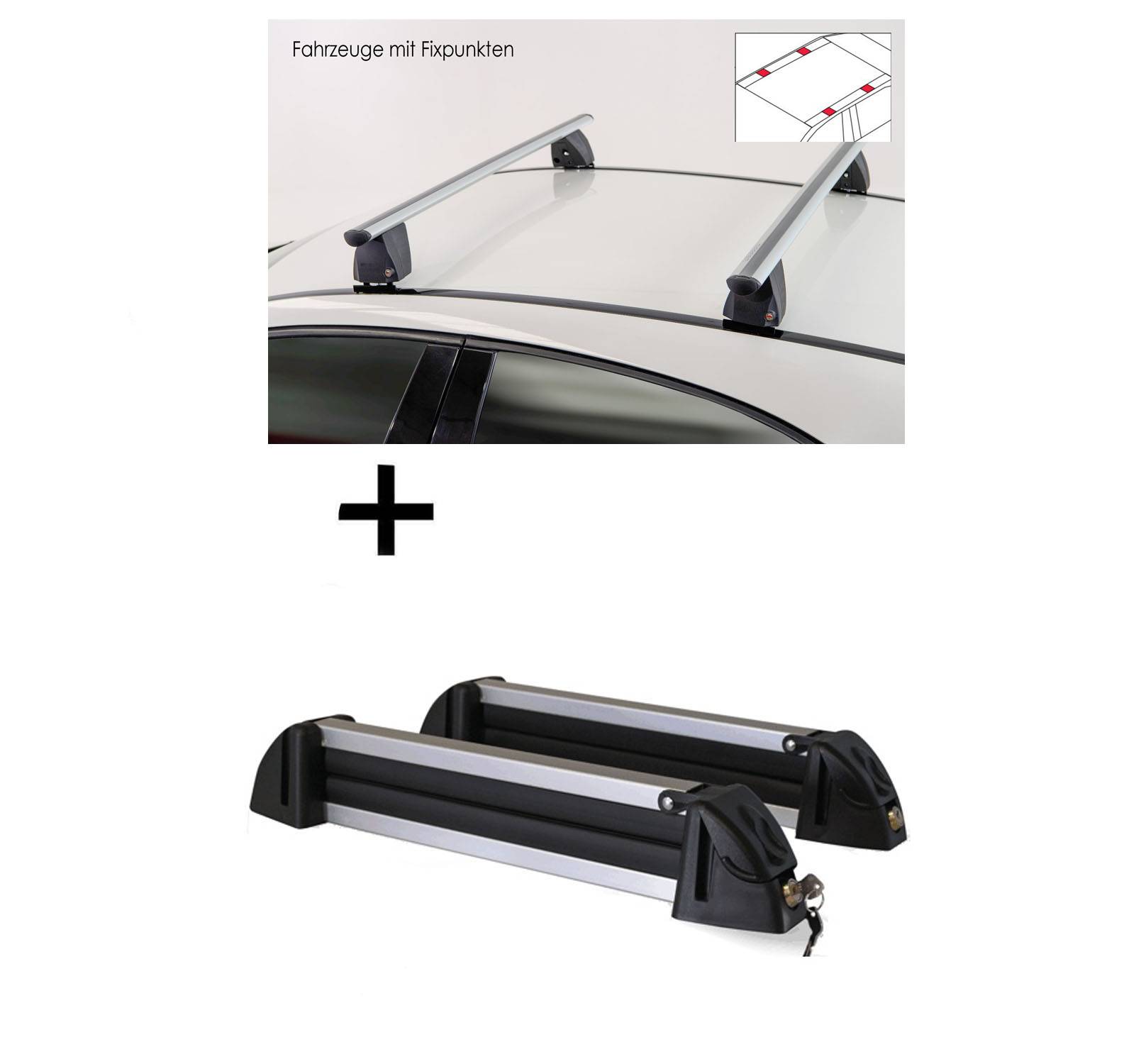 Skiträger Alu 4 Paar Ski + Dachträger VDP Delta kompatibel mit Bmw Serie 2 (F22) Coupé (2 Türer) ab 2014