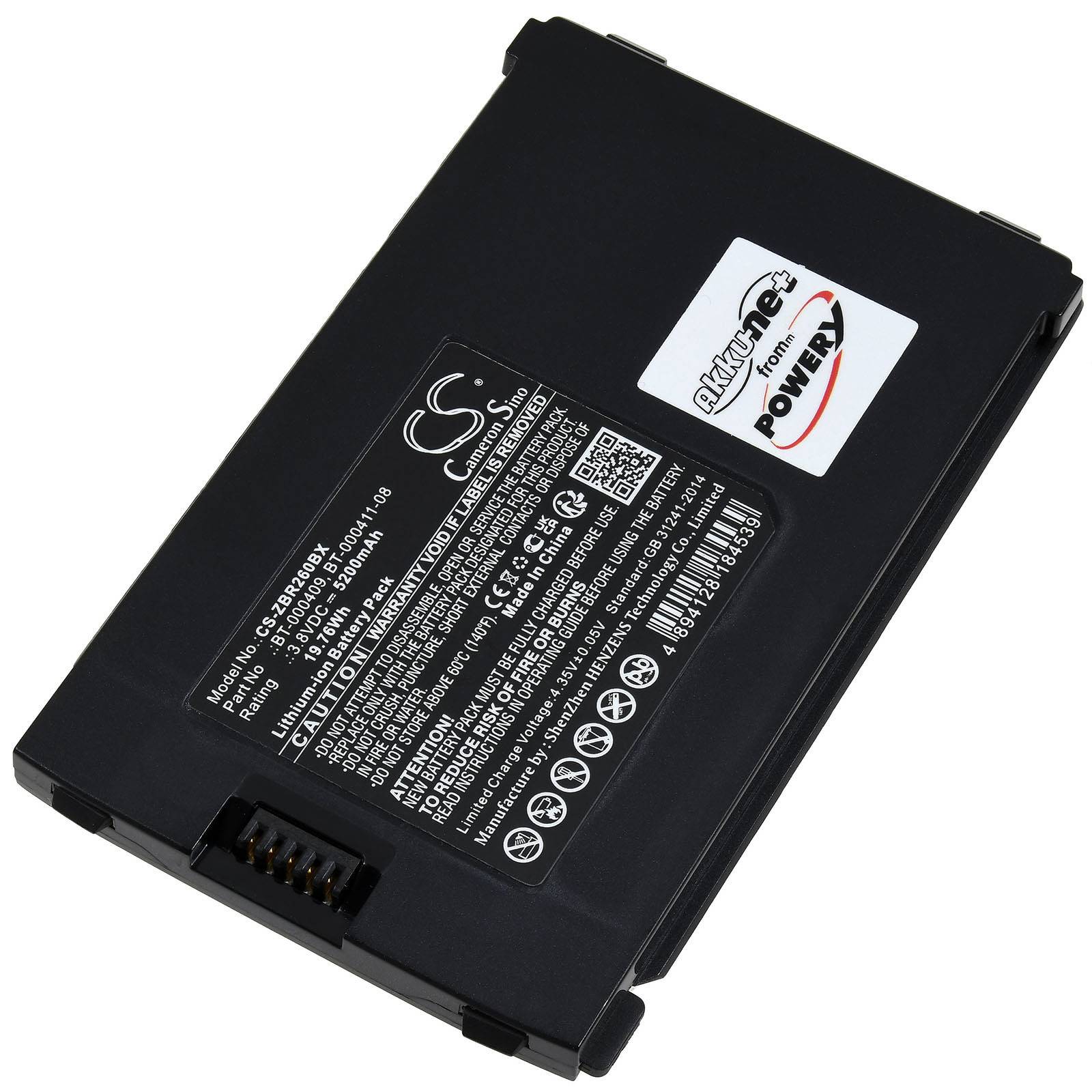 Powery Akku kompatibel mit Zebra Typ BT-000411-08, 3,8V, Li-Ion