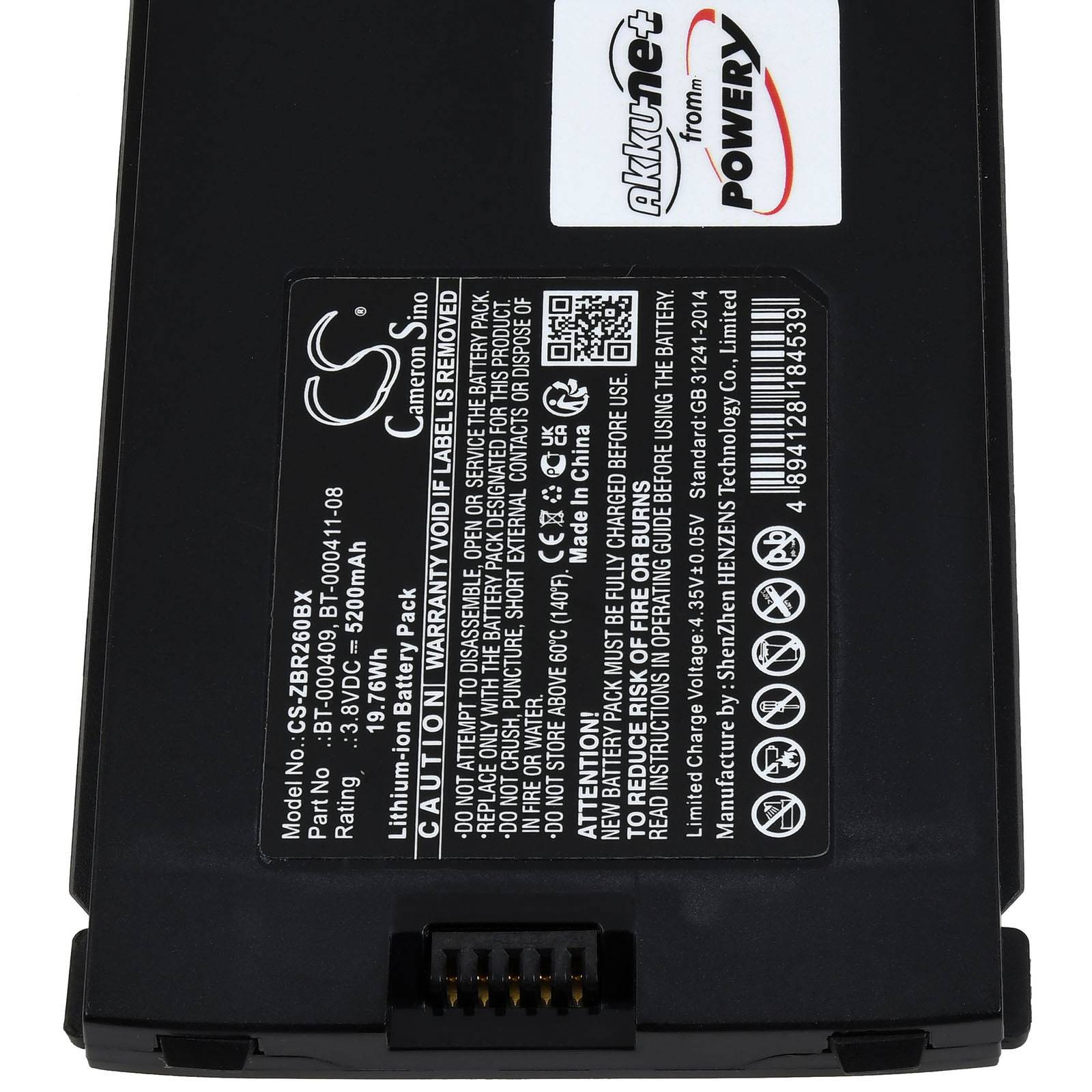 Powery Akku kompatibel mit Zebra Typ BT-000409-56, 3,8V, Li-Ion