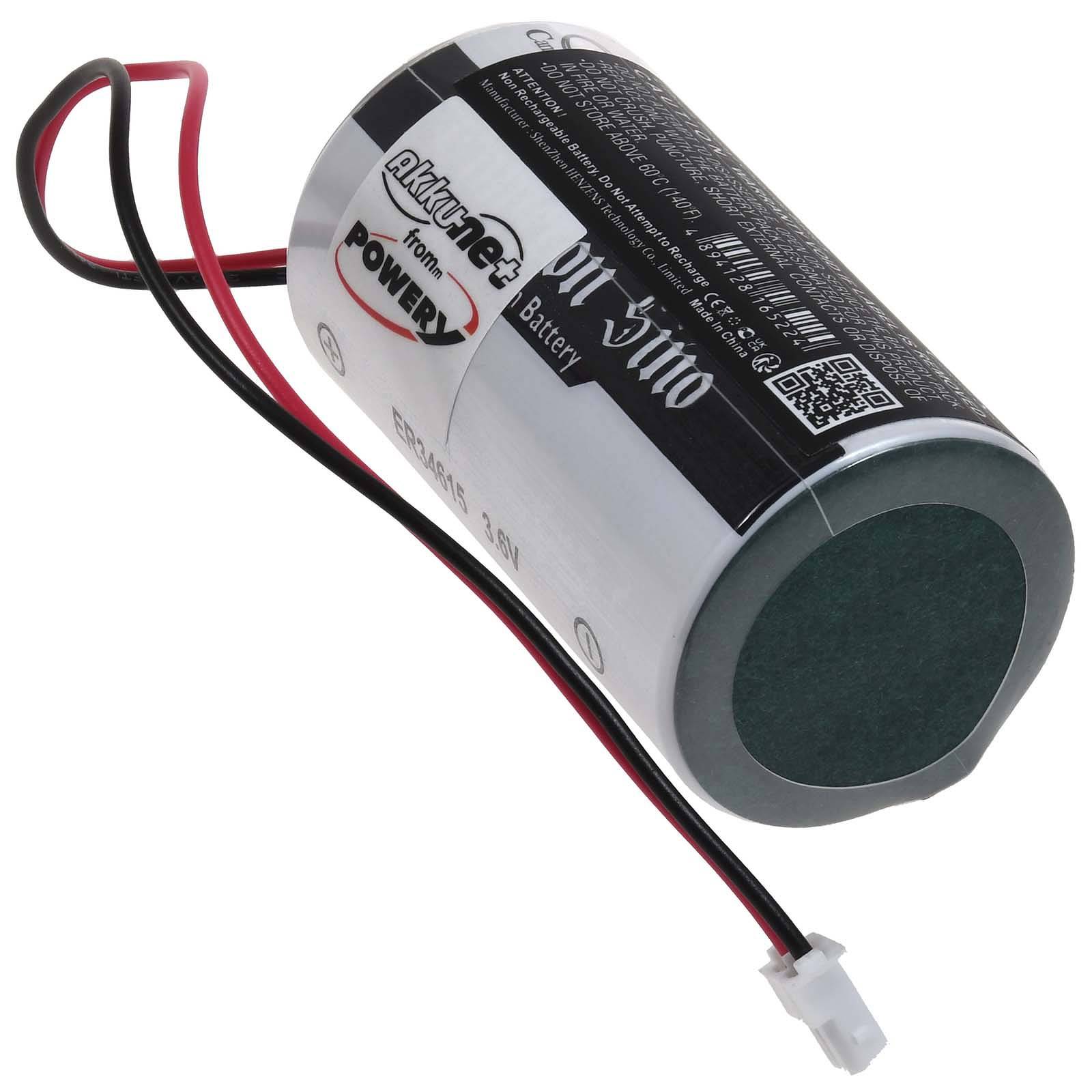 Powery Lithiumbatterie kompatibel mit Visonic Typ U-ER34615M/W200(A), 3,6V, Lithium-Thionylchlorid