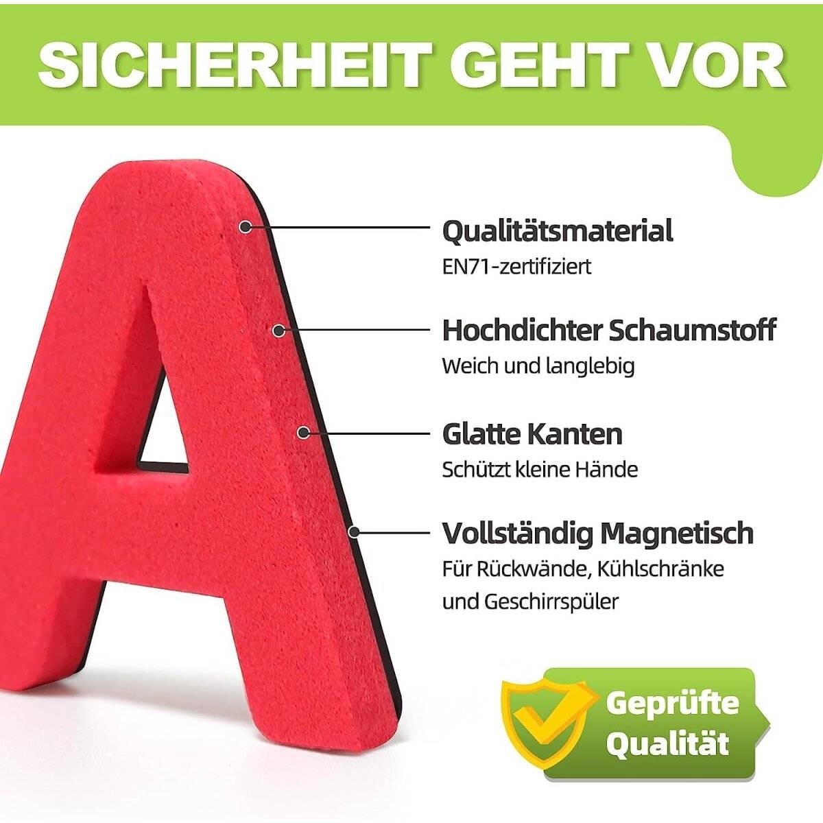 Magnetische Buchstaben ABC-Set Lernset Deutsch Buchstaben & Zahlen aus EVA-Schaum für Kinder